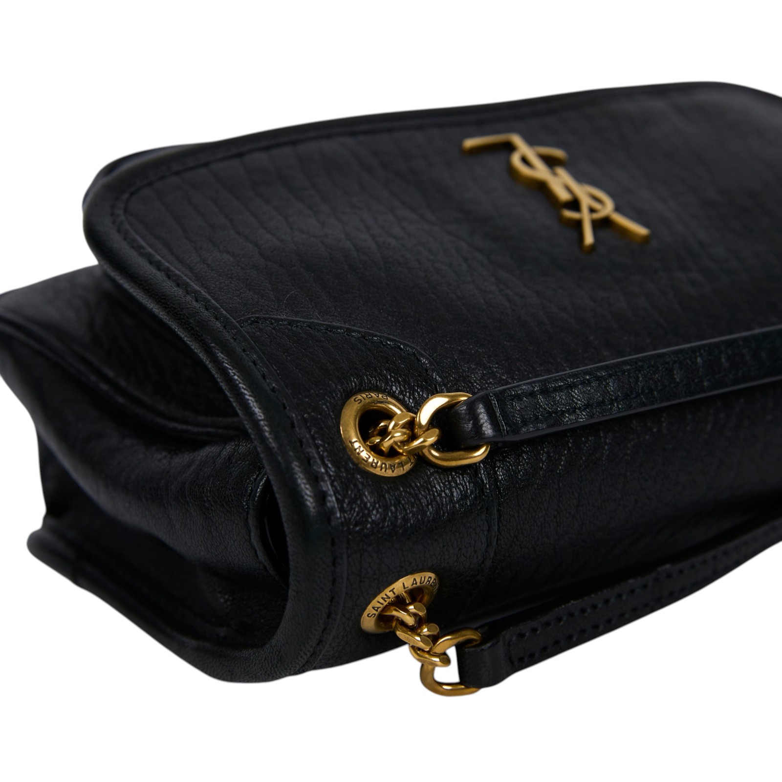 聖羅蘭 YSL SAINT LAURENT Niki 粒面小羊皮 迷你手袋 金色五金 828736AACYT 黑NIKI MINI 原廠盒子/防塵袋/購買證明