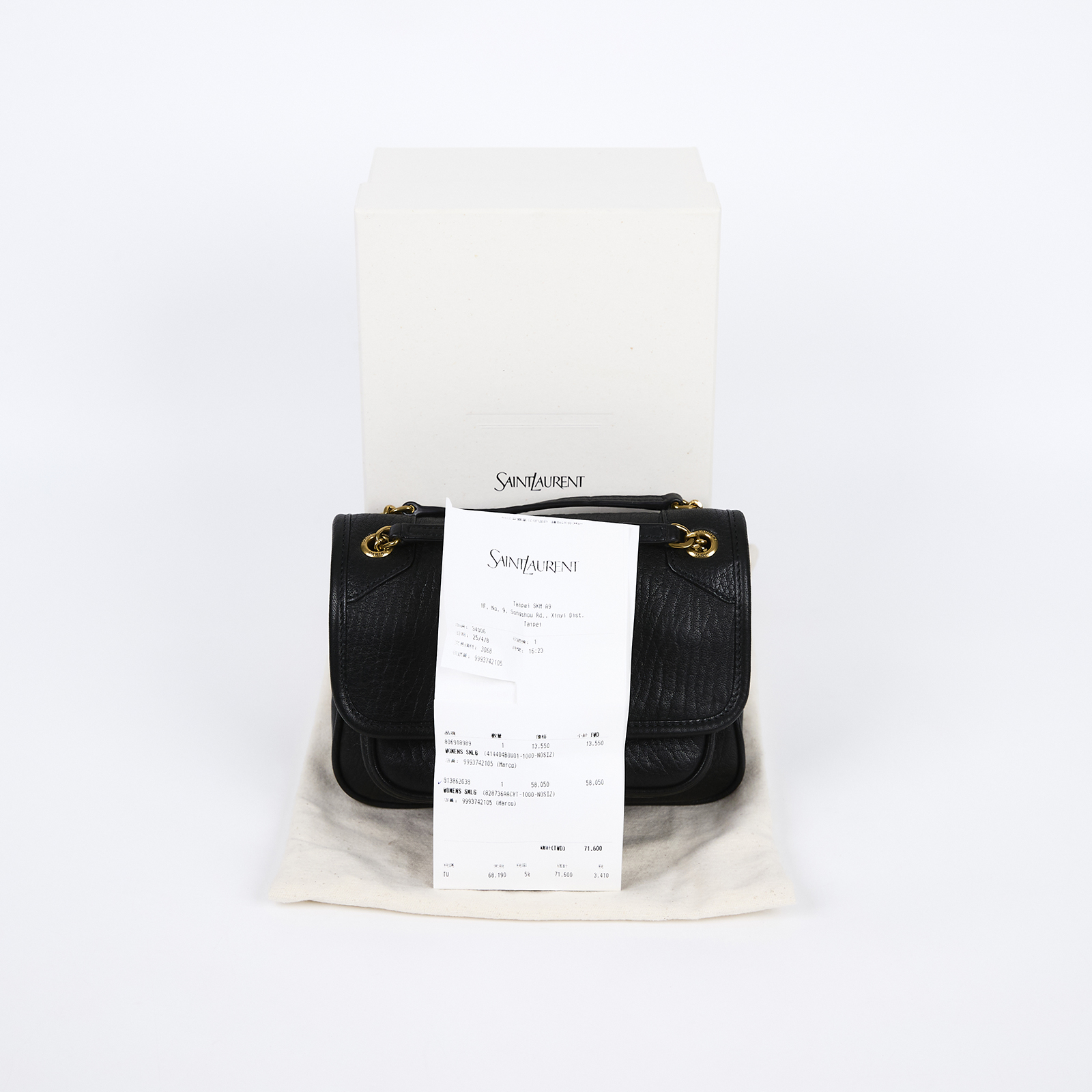 聖羅蘭 YSL SAINT LAURENT Niki 粒面小羊皮 迷你手袋 金色五金 828736AACYT 黑NIKI MINI 原廠盒子/防塵袋/購買證明