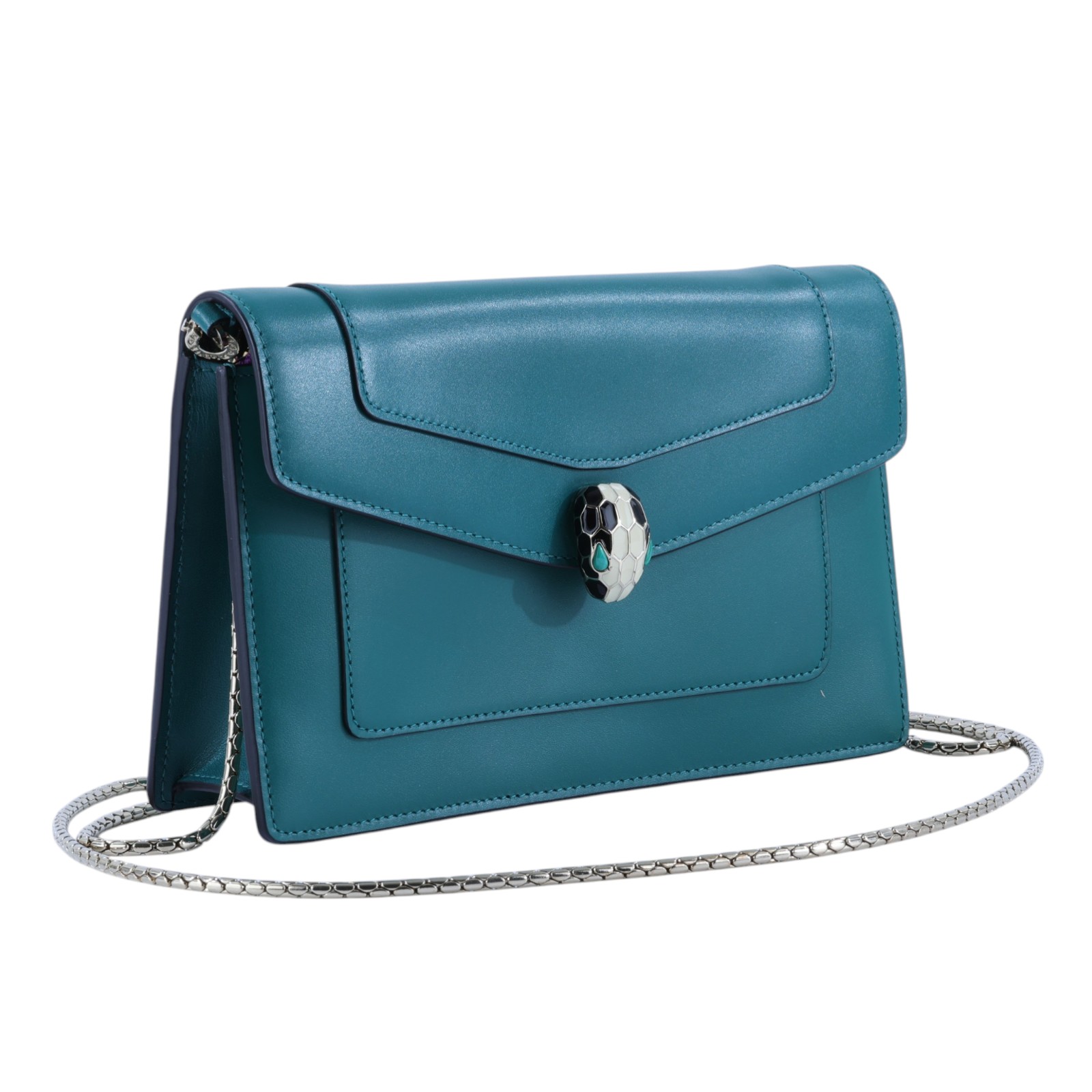 寶格麗 BVLGARI Serpenti Forever 口蓋包 280363 綠蛇頭迷你鍊包 原廠盒子/保證卡