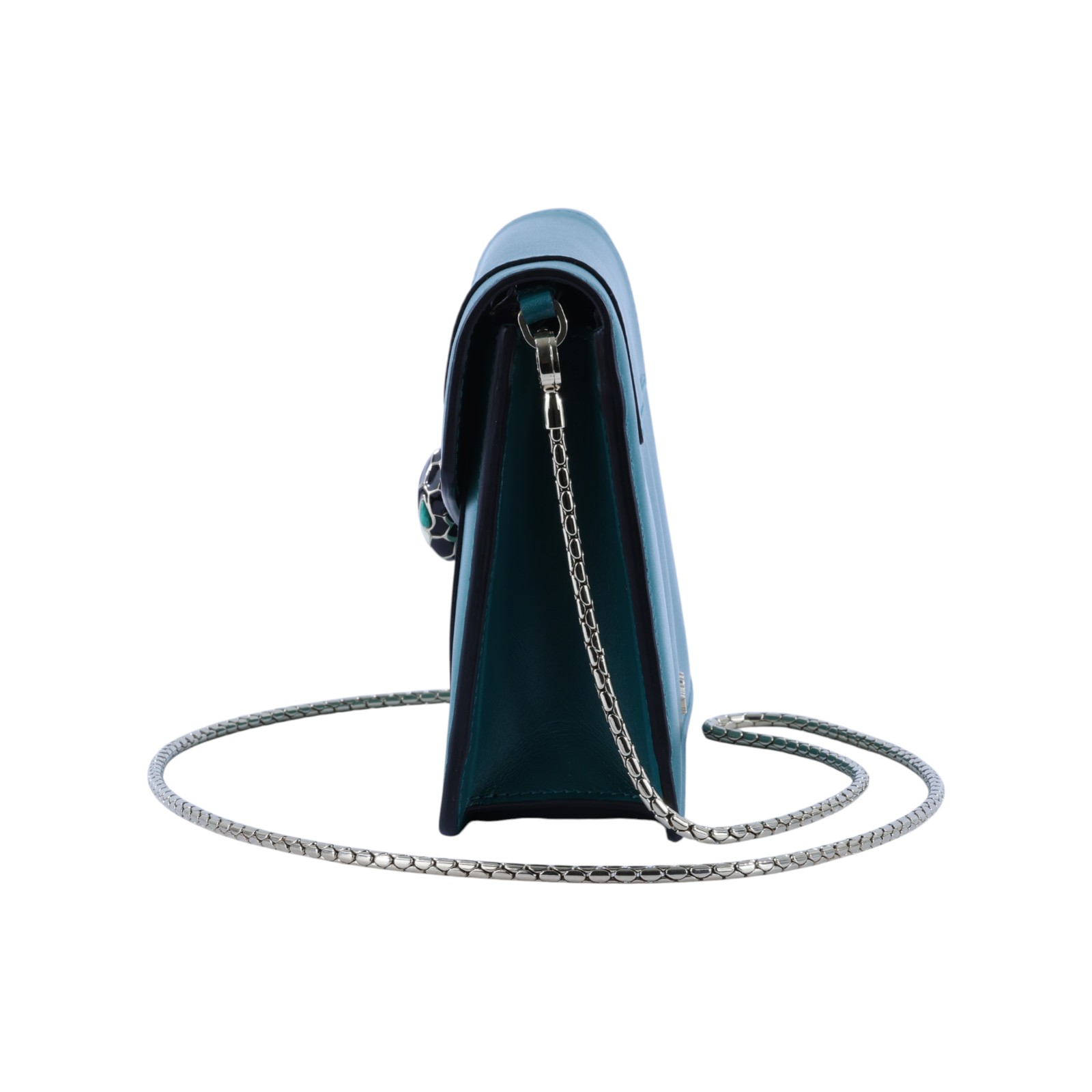 寶格麗 BVLGARI Serpenti Forever 口蓋包 280363 綠蛇頭迷你鍊包 原廠盒子/保證卡