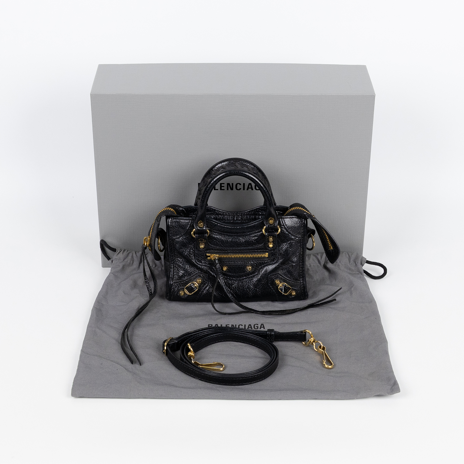 巴黎世家 BALENCIAGA NEO CLASSIC CITY 經典款 機車包 453205 黑金CITY NANO 防塵袋/原廠盒子