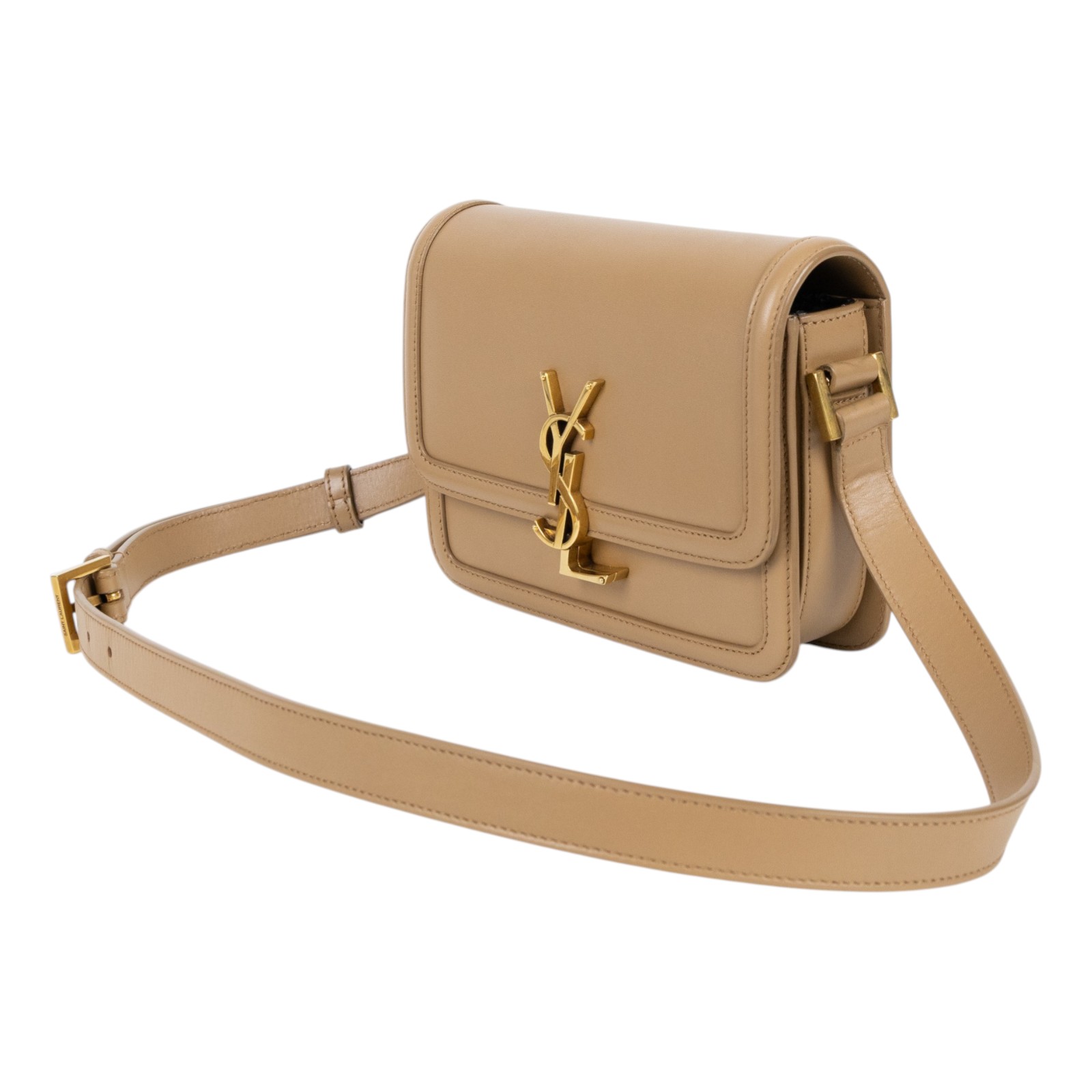 聖羅蘭 YSL SAINT LAURENT solferino box 皮革 小型 書包 6343060SX0W 卡其Solferino小號 防塵袋/購買證明