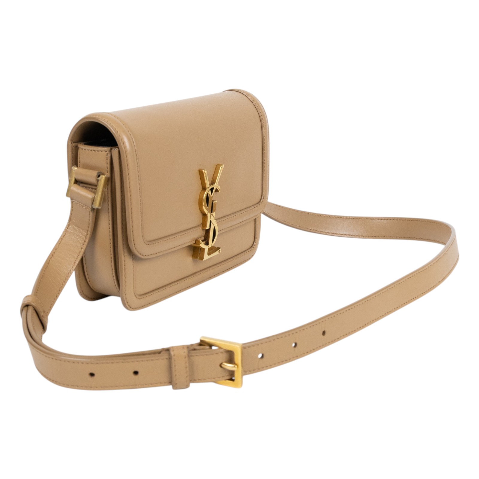 聖羅蘭 YSL SAINT LAURENT solferino box 皮革 小型 書包 6343060SX0W 卡其Solferino小號 防塵袋/購買證明