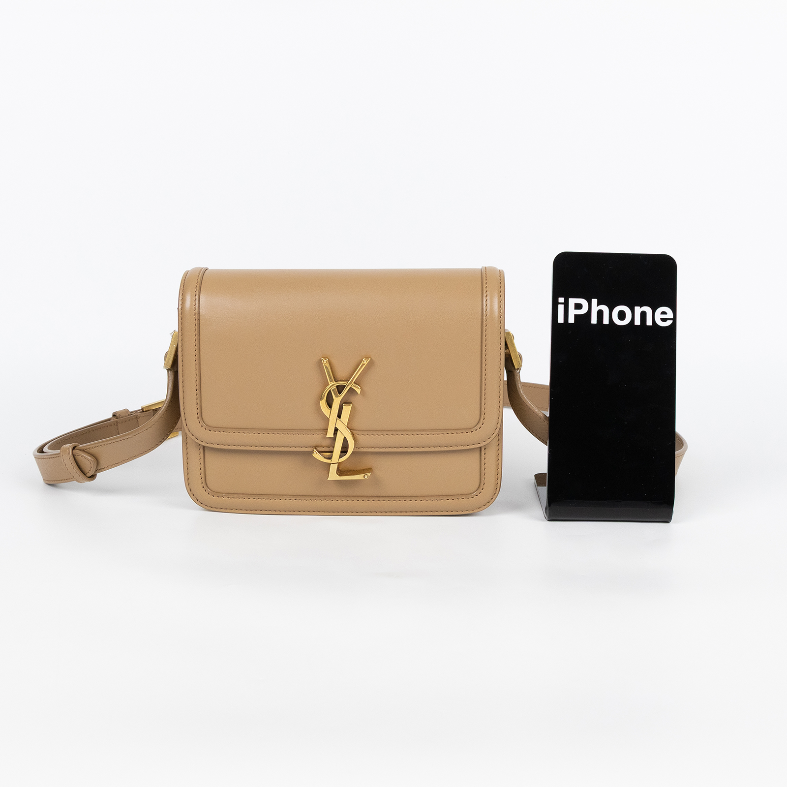 聖羅蘭 YSL SAINT LAURENT solferino box 皮革 小型 書包 6343060SX0W 卡其Solferino小號 防塵袋/購買證明