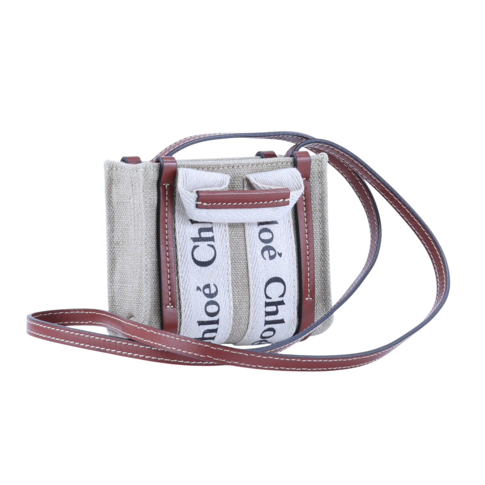 蔻依 CHLOE Nano Woody 手提包 CHC22AP235I2690U 白帆布WOODY NANO 防塵袋/保書