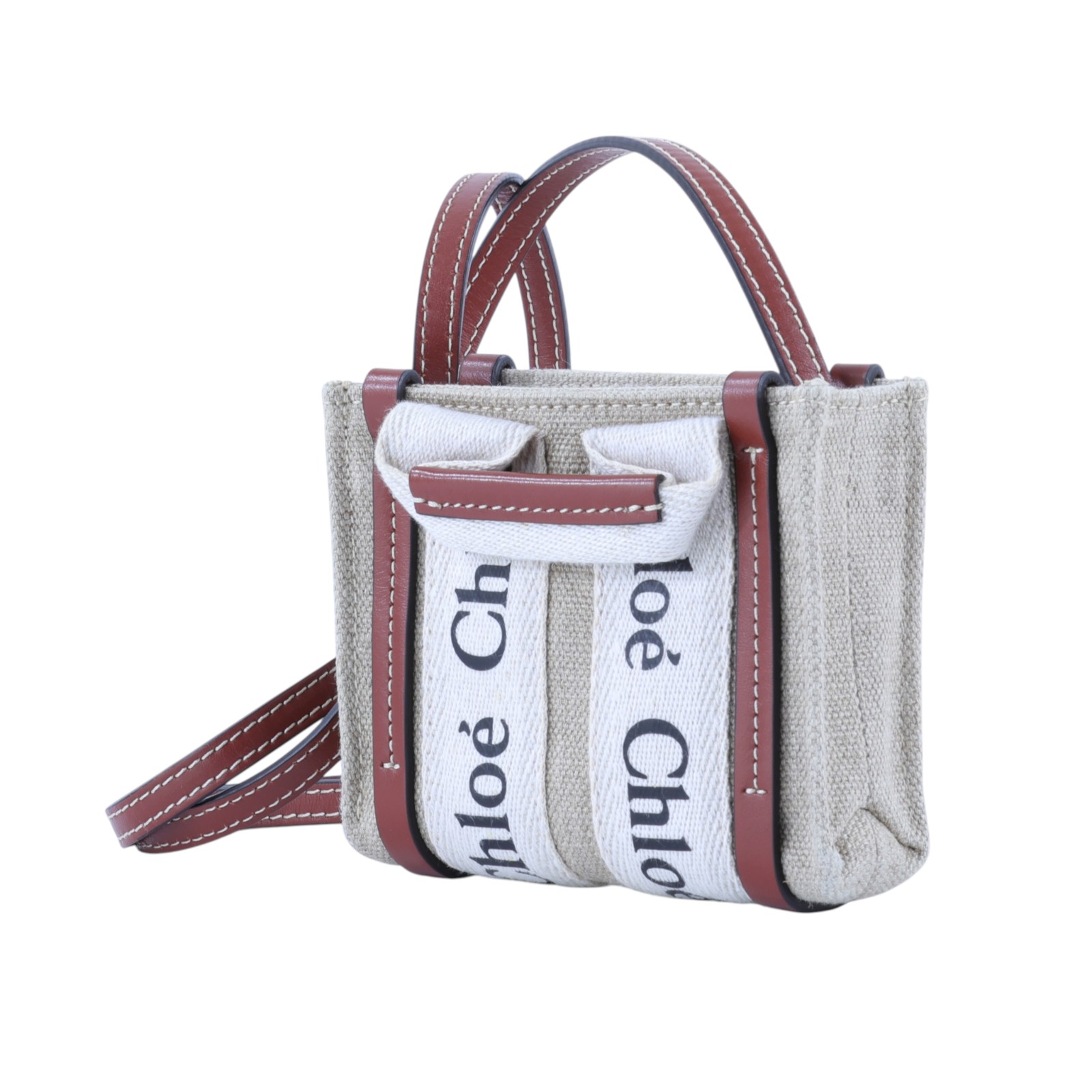 蔻依 CHLOE Nano Woody 手提包 CHC22AP235I2690U 白帆布WOODY NANO 防塵袋/保書
