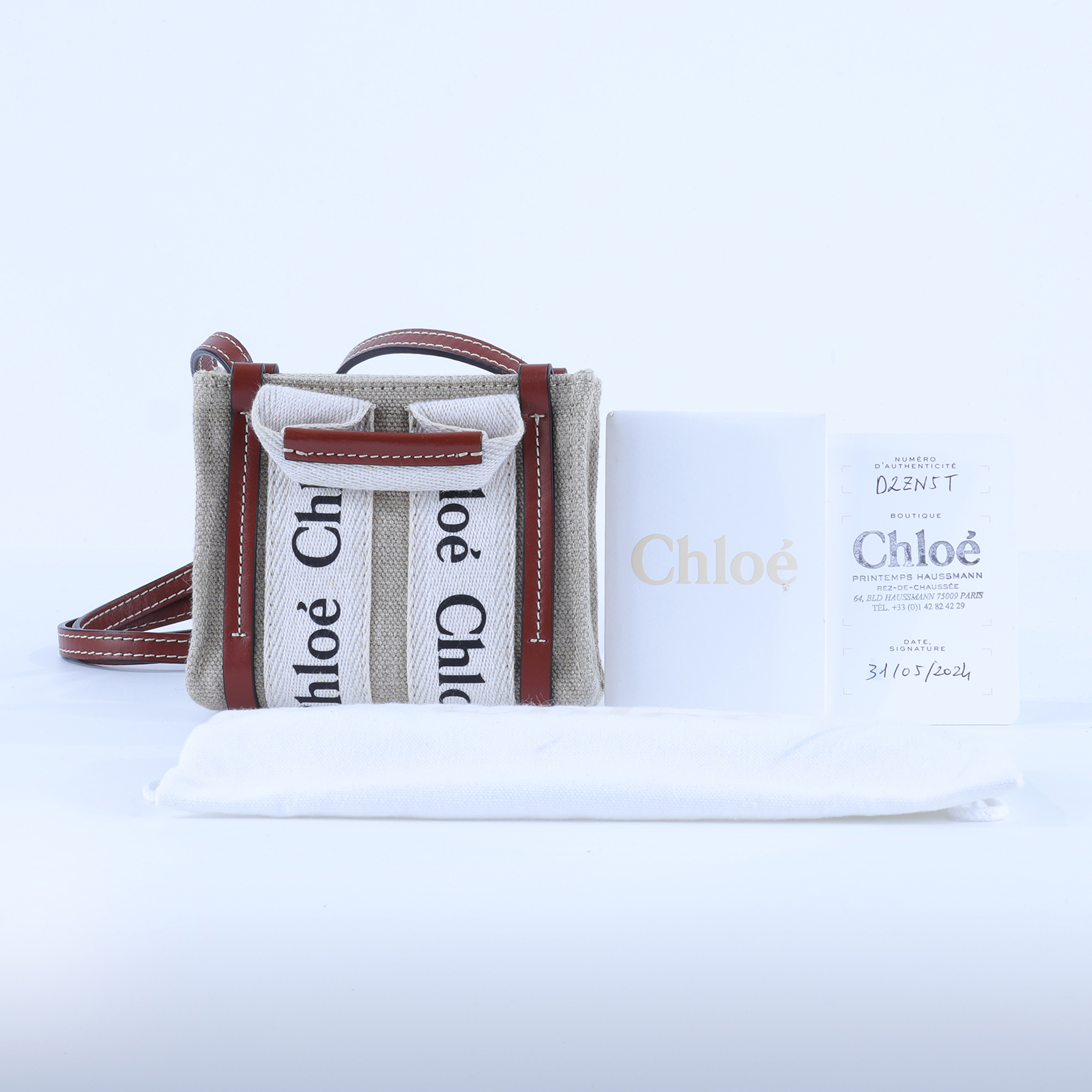 蔻依 CHLOE Nano Woody 手提包 CHC22AP235I2690U 白帆布WOODY NANO 防塵袋/保書