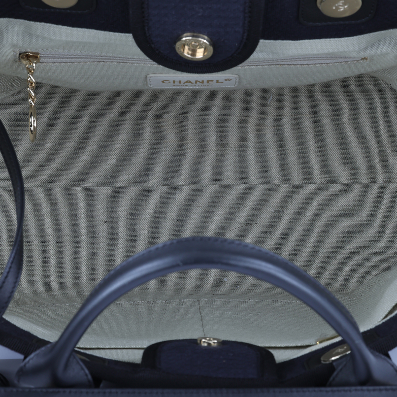 香奈兒 CHANEL 沙灘包 托特包 AS3351_帆布 晶片款 深藍帆布沙灘包 防塵袋/原廠盒子