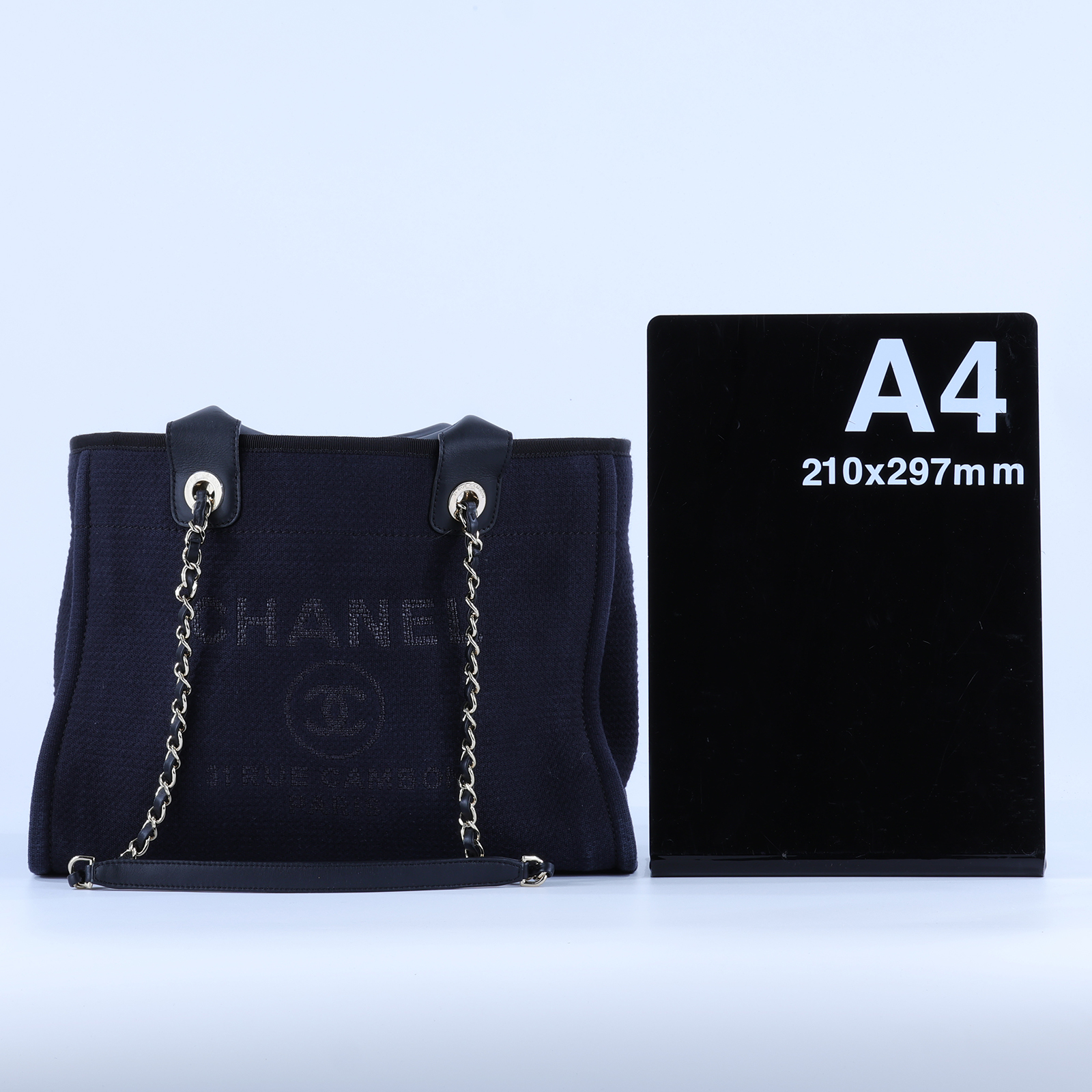 香奈兒 CHANEL 沙灘包 托特包 AS3351_帆布 晶片款 深藍帆布沙灘包 防塵袋/原廠盒子