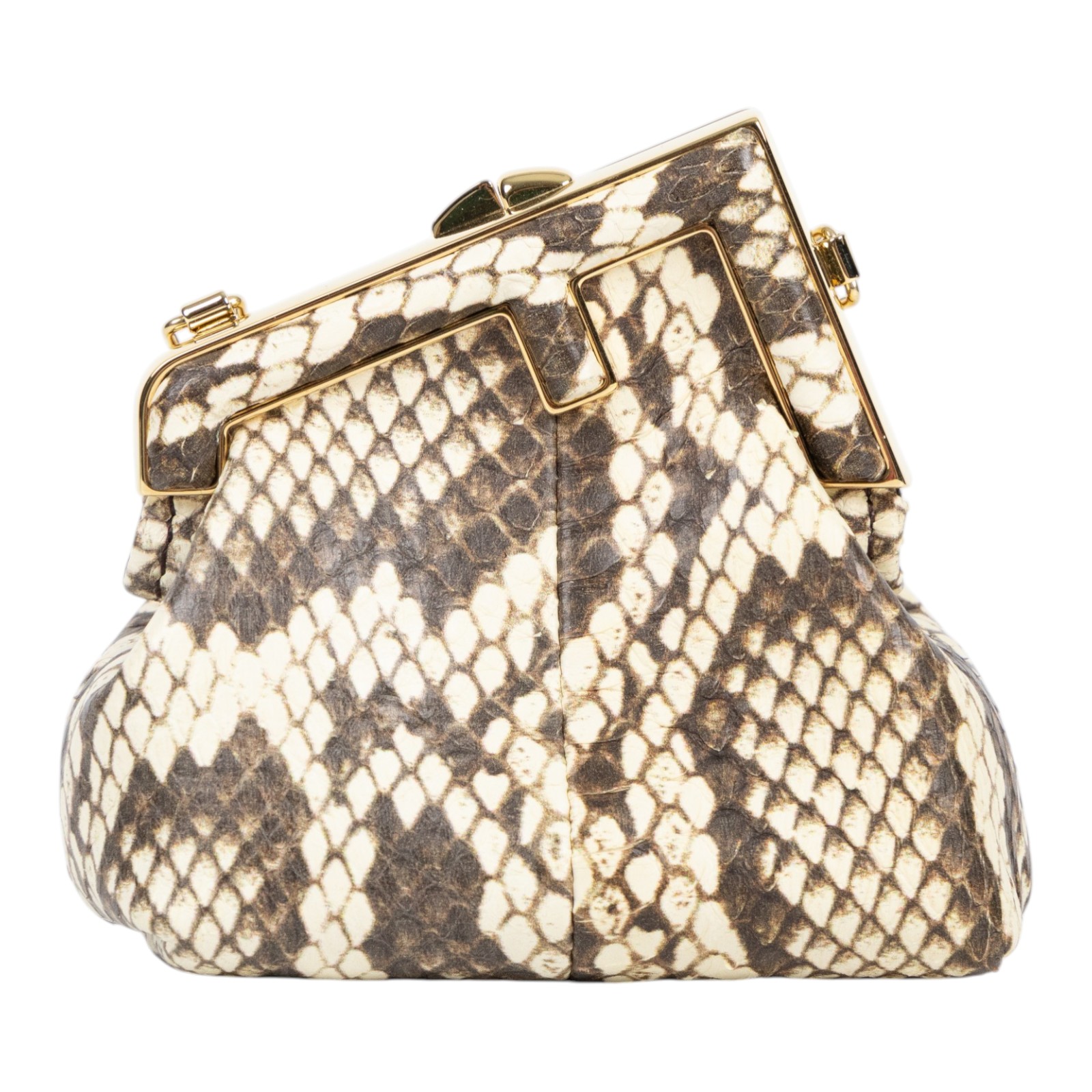 芬迪 FENDI First Nano 口金鏈條小包 零錢包 7AS051 蛇皮壓紋NANO FIRST 防塵袋