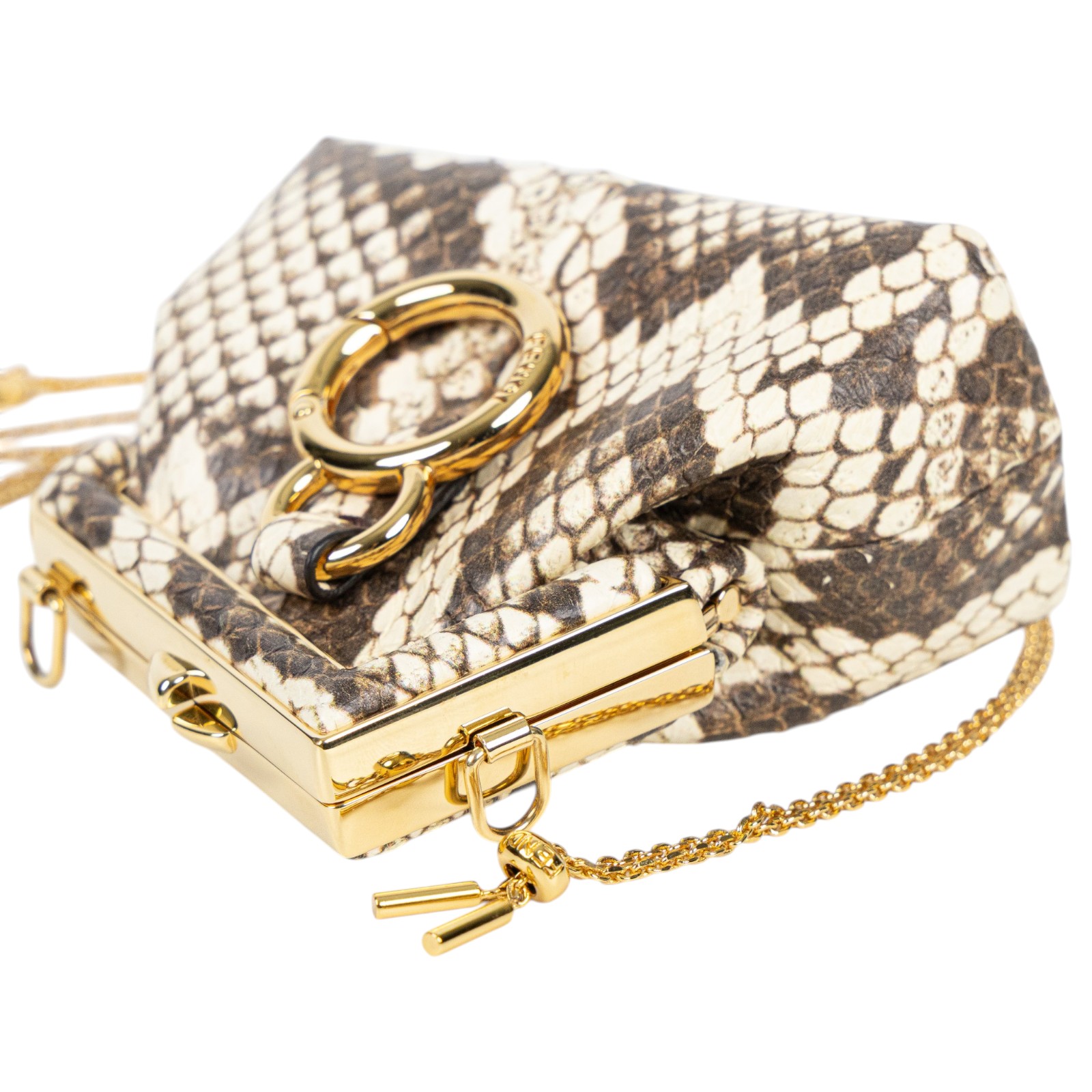 芬迪 FENDI First Nano 口金鏈條小包 零錢包 7AS051 蛇皮壓紋NANO FIRST 防塵袋