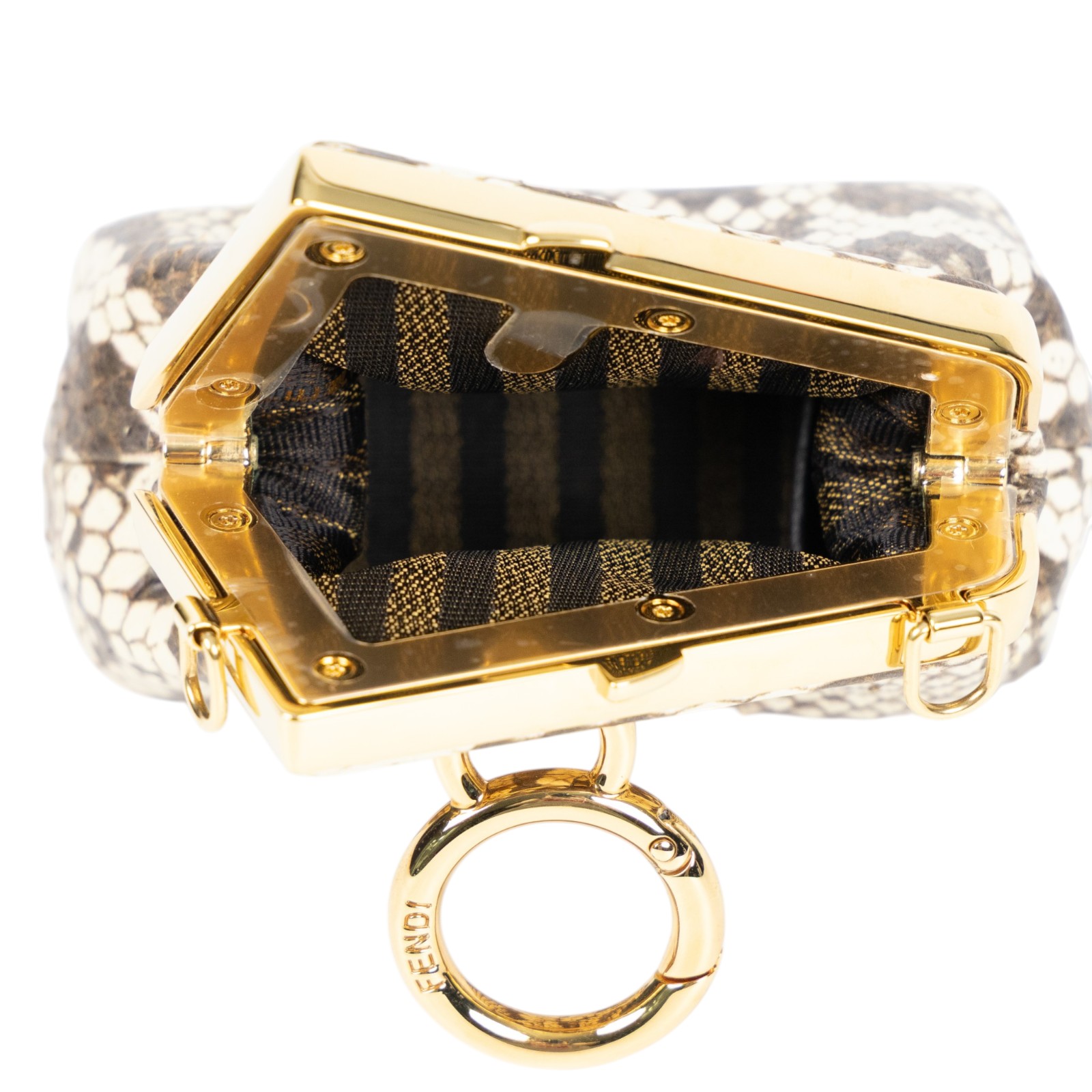 芬迪 FENDI First Nano 口金鏈條小包 零錢包 7AS051 蛇皮壓紋NANO FIRST 防塵袋