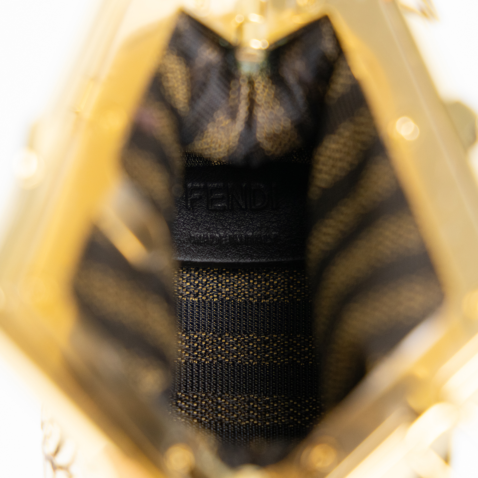 芬迪 FENDI First Nano 口金鏈條小包 零錢包 7AS051 蛇皮壓紋NANO FIRST 防塵袋