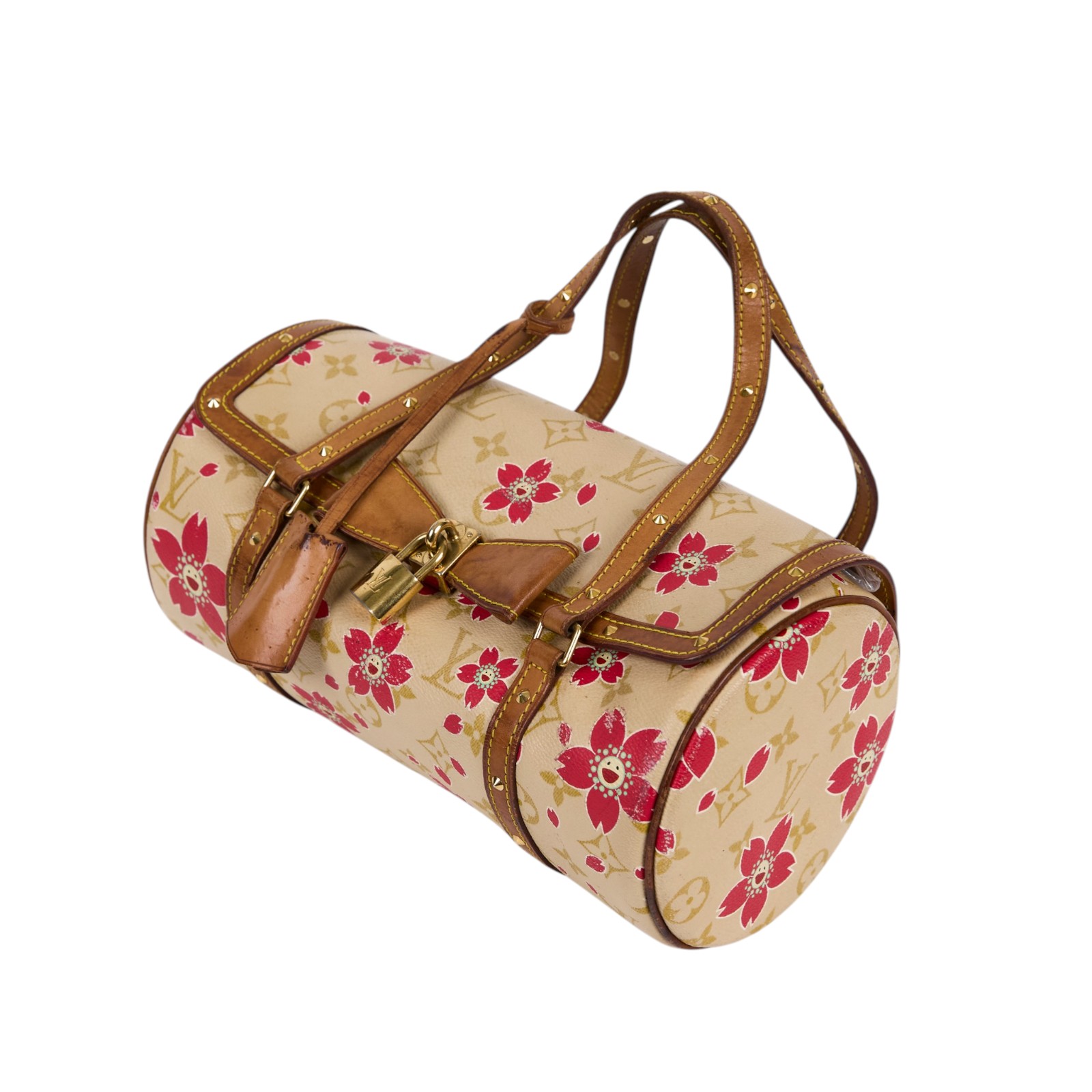 路易威登 LOUIS VUITTON 村上隆 聯名 蝴蝶結飾邊 手提包 M92011 村上隆櫻花PAPILLON 鎖組(內碼不明)