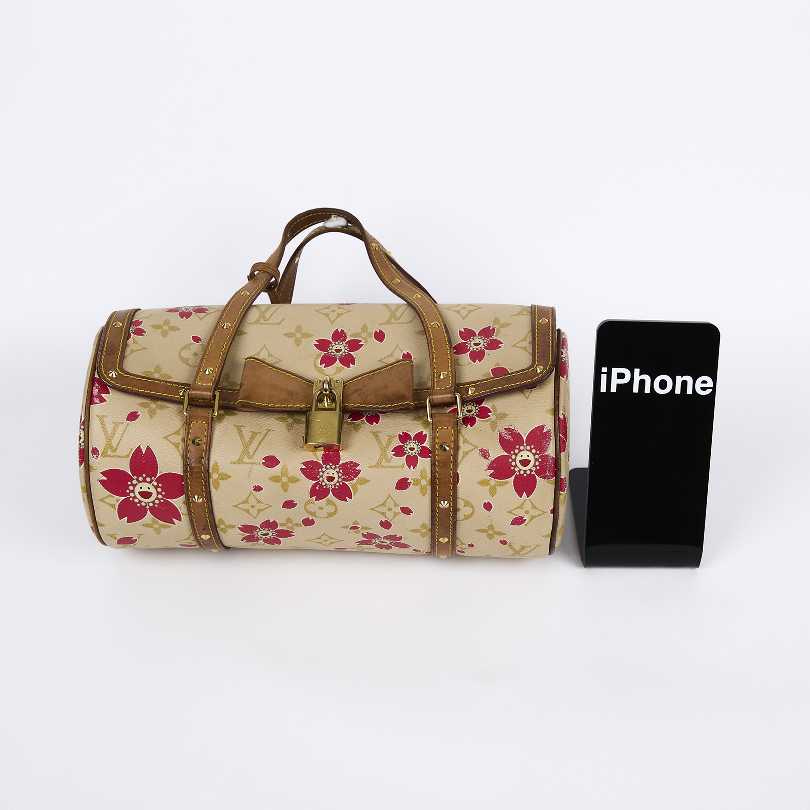 路易威登 LOUIS VUITTON 村上隆 聯名 蝴蝶結飾邊 手提包 M92011 村上隆櫻花PAPILLON 鎖組(內碼不明)