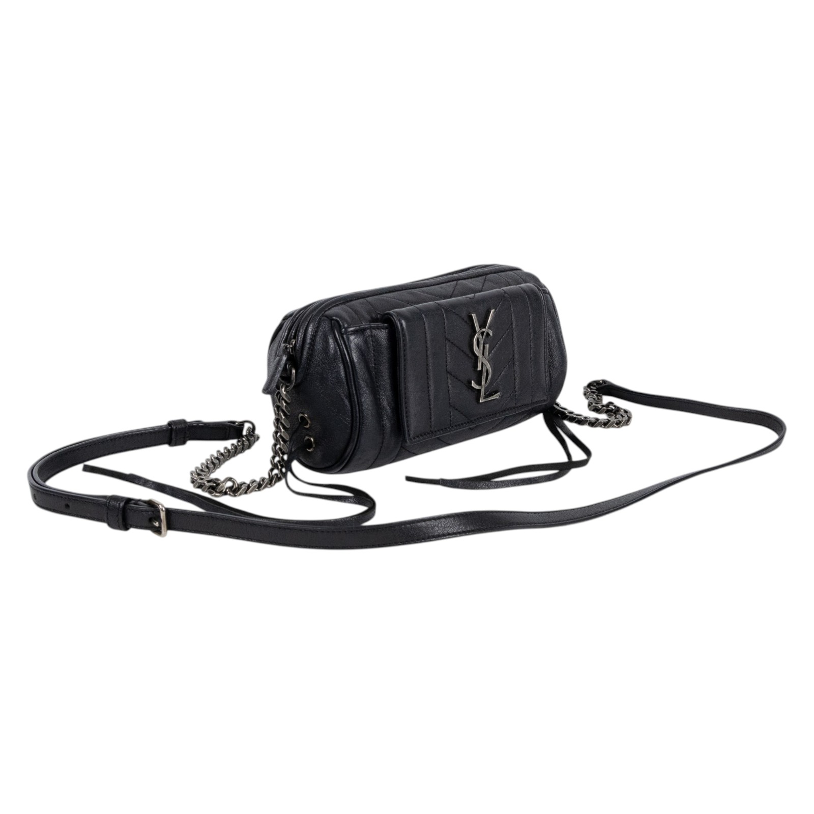 聖羅蘭 YSL SAINT LAURENT East West Rider Bag 肩背包  黑相機包 防塵袋