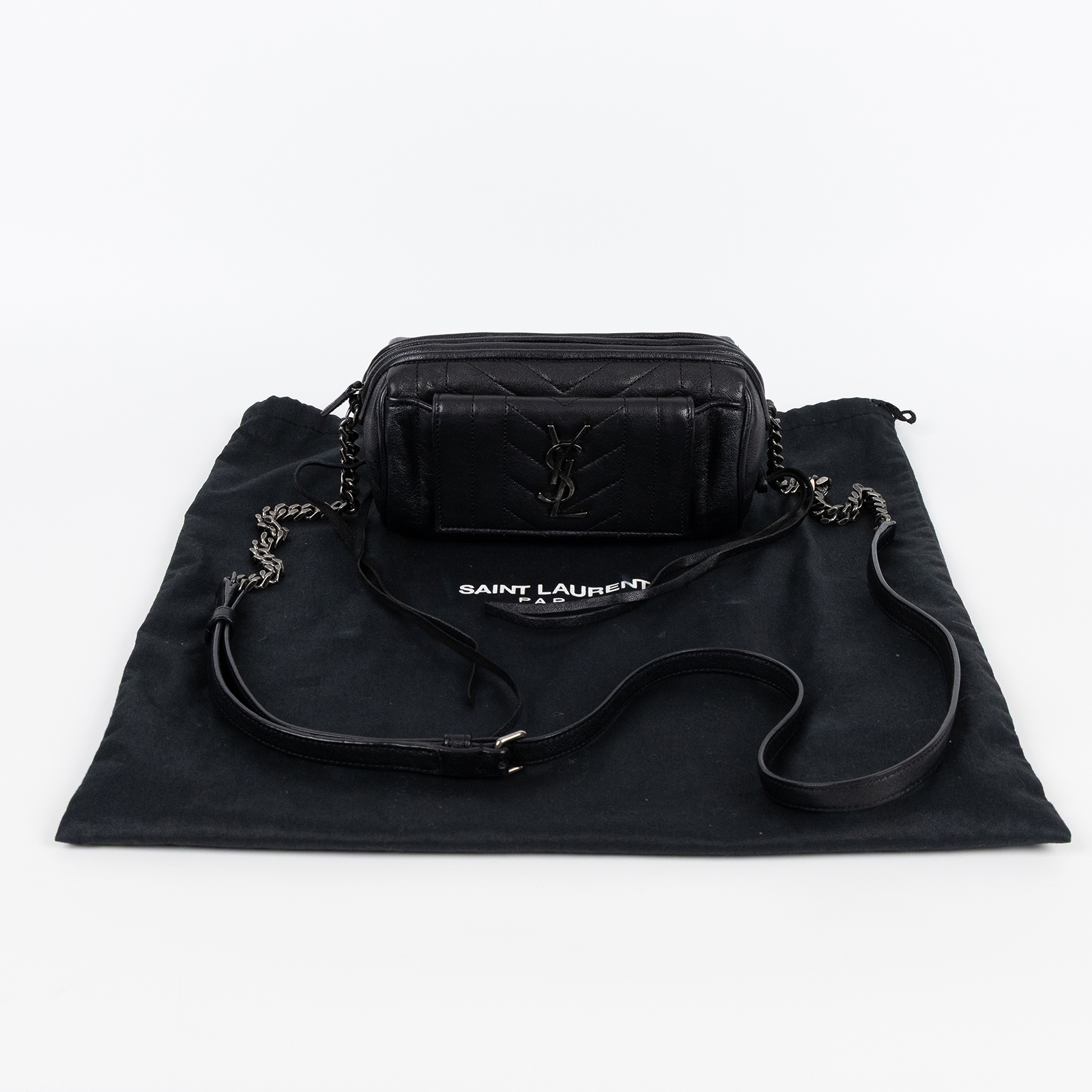 聖羅蘭 YSL SAINT LAURENT East West Rider Bag 肩背包  黑相機包 防塵袋