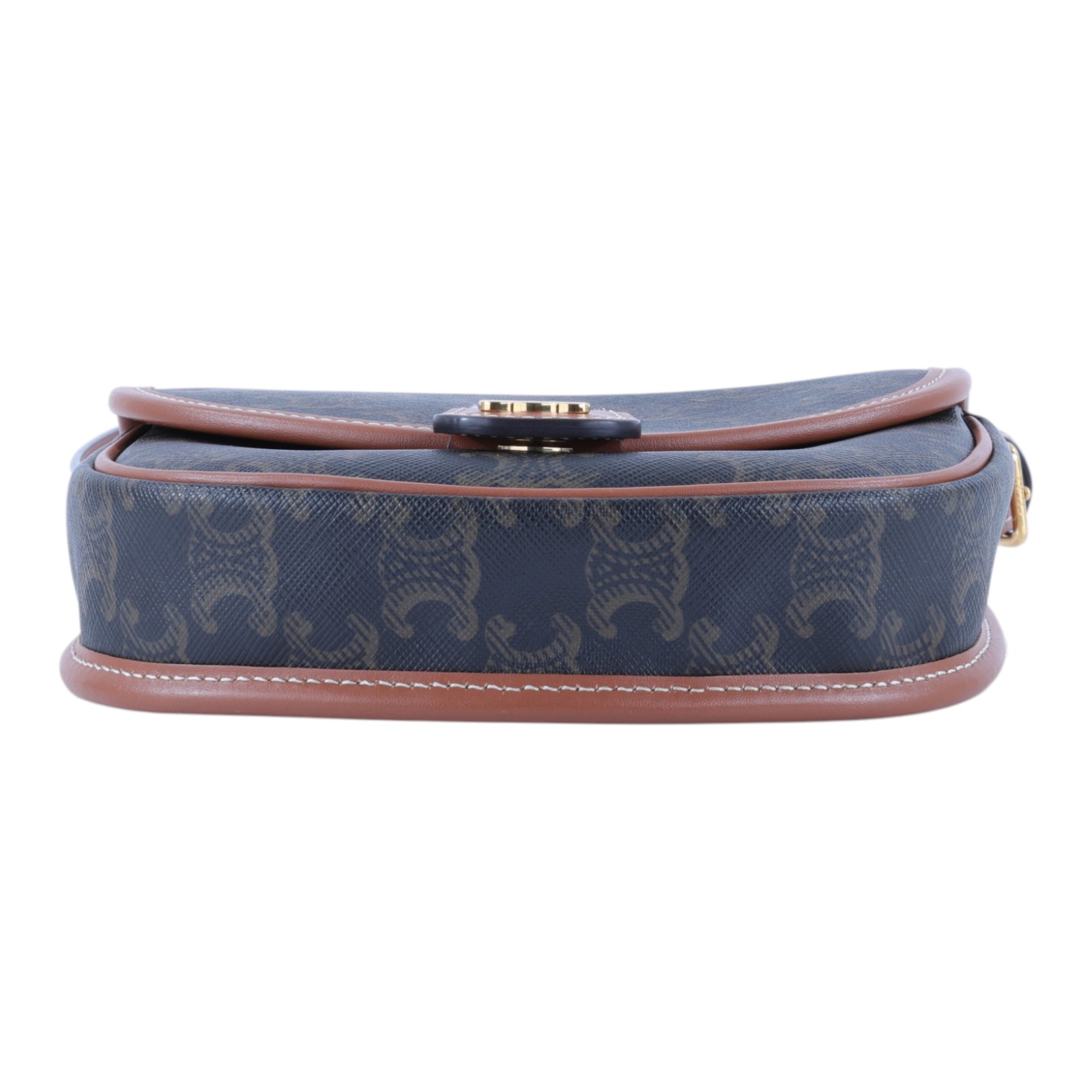 思琳 CELINE Triomphe帆布 小牛皮 迷你 Besace 斜背 肩背 馬鞍包 196702BZJ 黃褐色BESACE CLEA MINI 防塵袋