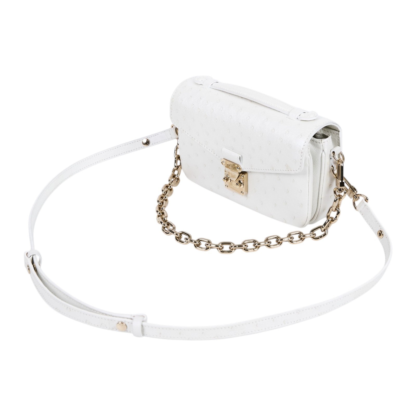 路易威登 LOUIS VUITTON Pochette Métis East West 郵差包 單肩包 斜背包 鴕鳥皮   原廠盒子/防塵袋/背帶/鍊帶