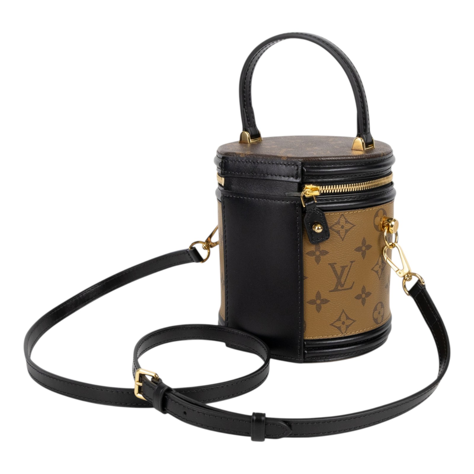 路易威登 LOUIS VUITTON Cannes 化妝箱 肩背 手提包 塗層帆布 M43986 原花雙色CANNES圓筒包 無附屬品