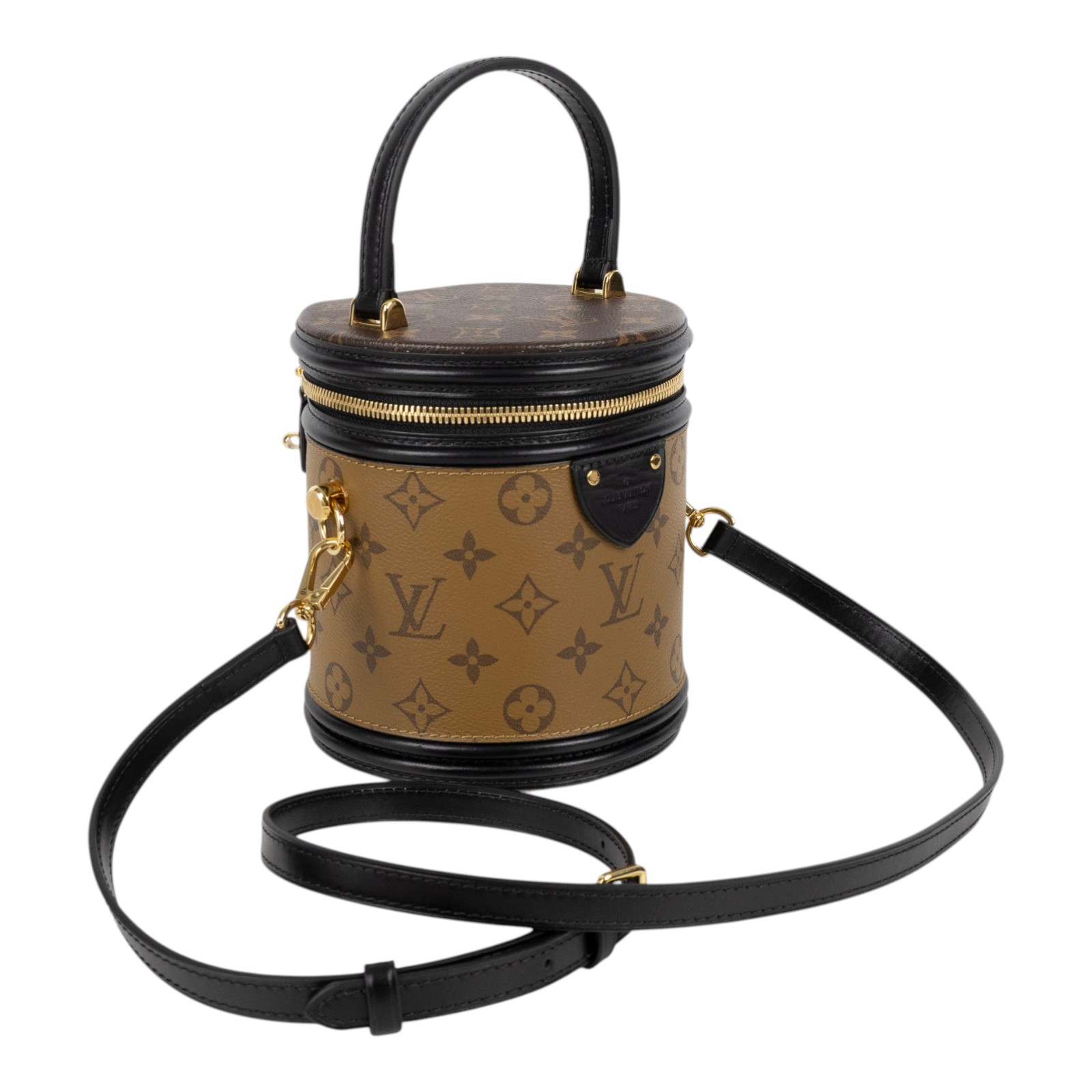 路易威登 LOUIS VUITTON Cannes 化妝箱 肩背 手提包 塗層帆布 M43986 原花雙色CANNES圓筒包 無附屬品