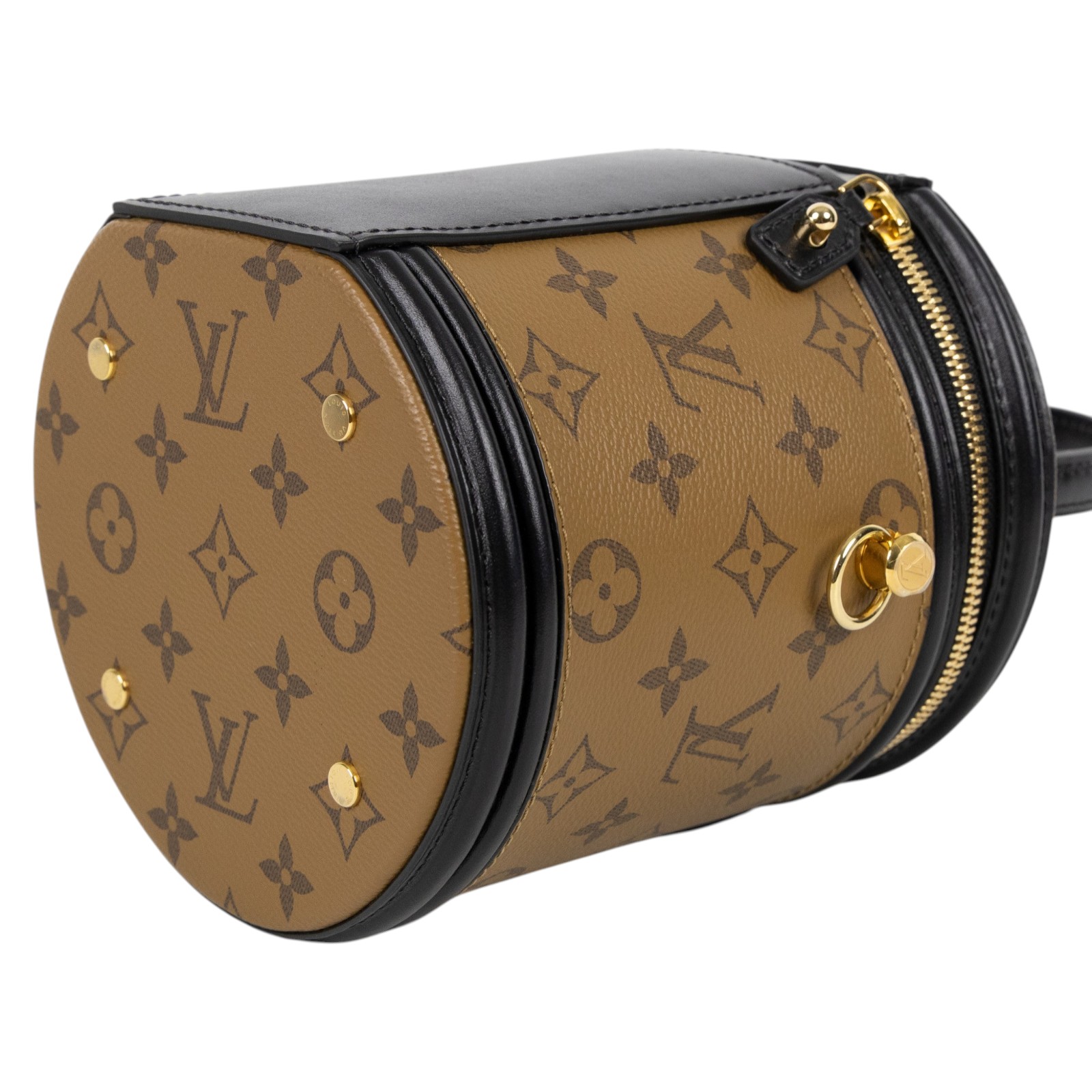 路易威登 LOUIS VUITTON Cannes 化妝箱 肩背 手提包 塗層帆布 M43986 原花雙色CANNES圓筒包 無附屬品