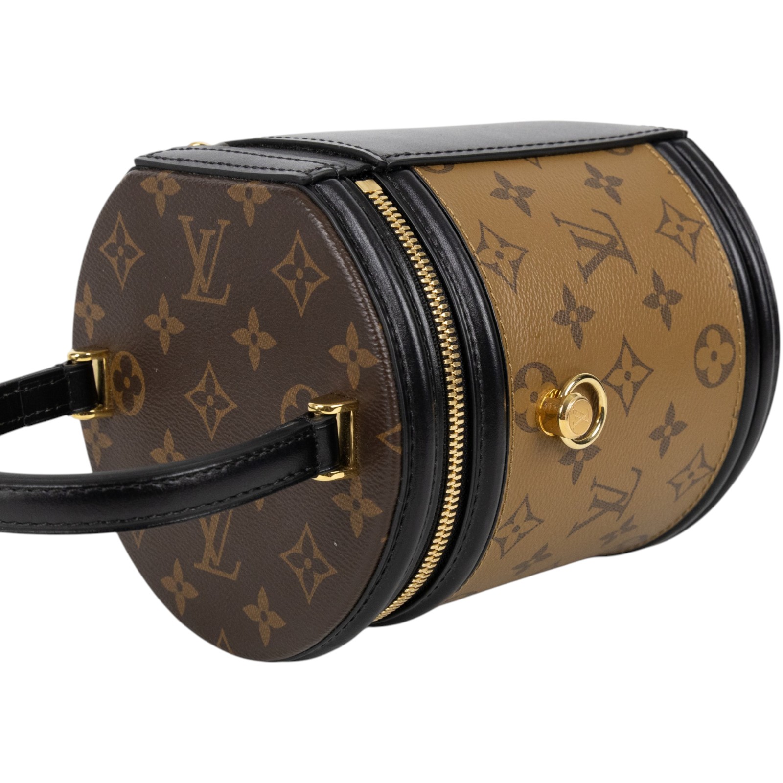 路易威登 LOUIS VUITTON Cannes 化妝箱 肩背 手提包 塗層帆布 M43986 原花雙色CANNES圓筒包 無附屬品