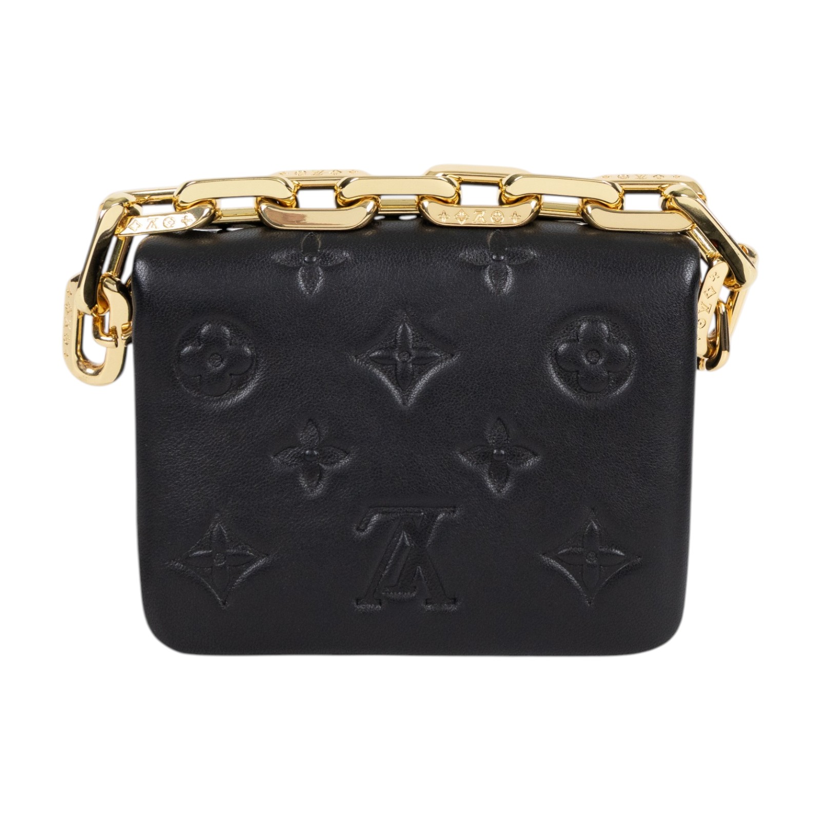 路易威登 LOUIS VUITTON Cousin Belt Chain 鏈帶包 M81125 晶片款 黑原花壓紋COUSIN 鍊帶