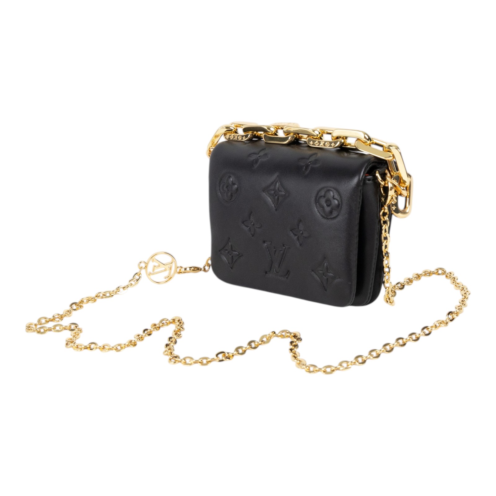 路易威登 LOUIS VUITTON Cousin Belt Chain 鏈帶包 M81125 晶片款 黑原花壓紋COUSIN 鍊帶