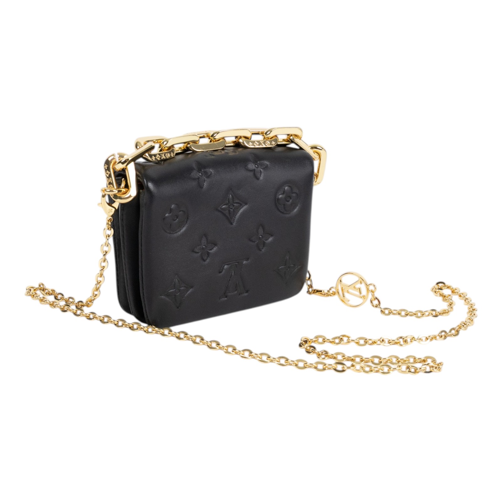 路易威登 LOUIS VUITTON Cousin Belt Chain 鏈帶包 M81125 晶片款 黑原花壓紋COUSIN 鍊帶