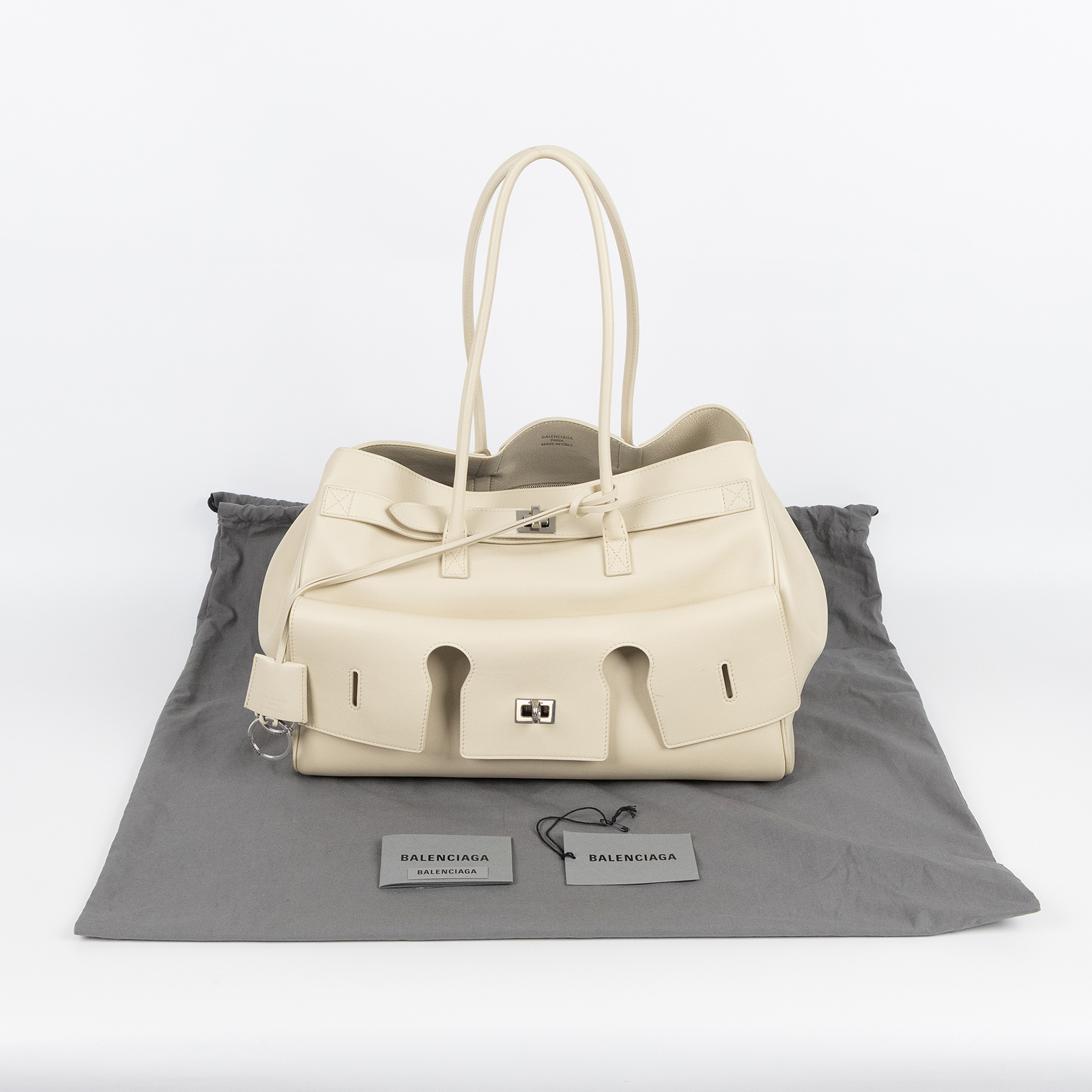 巴黎世家 BALENCIAGA Bel Air Carry All 手提包 805481ABAV 米白Bel Air 中號 防塵袋