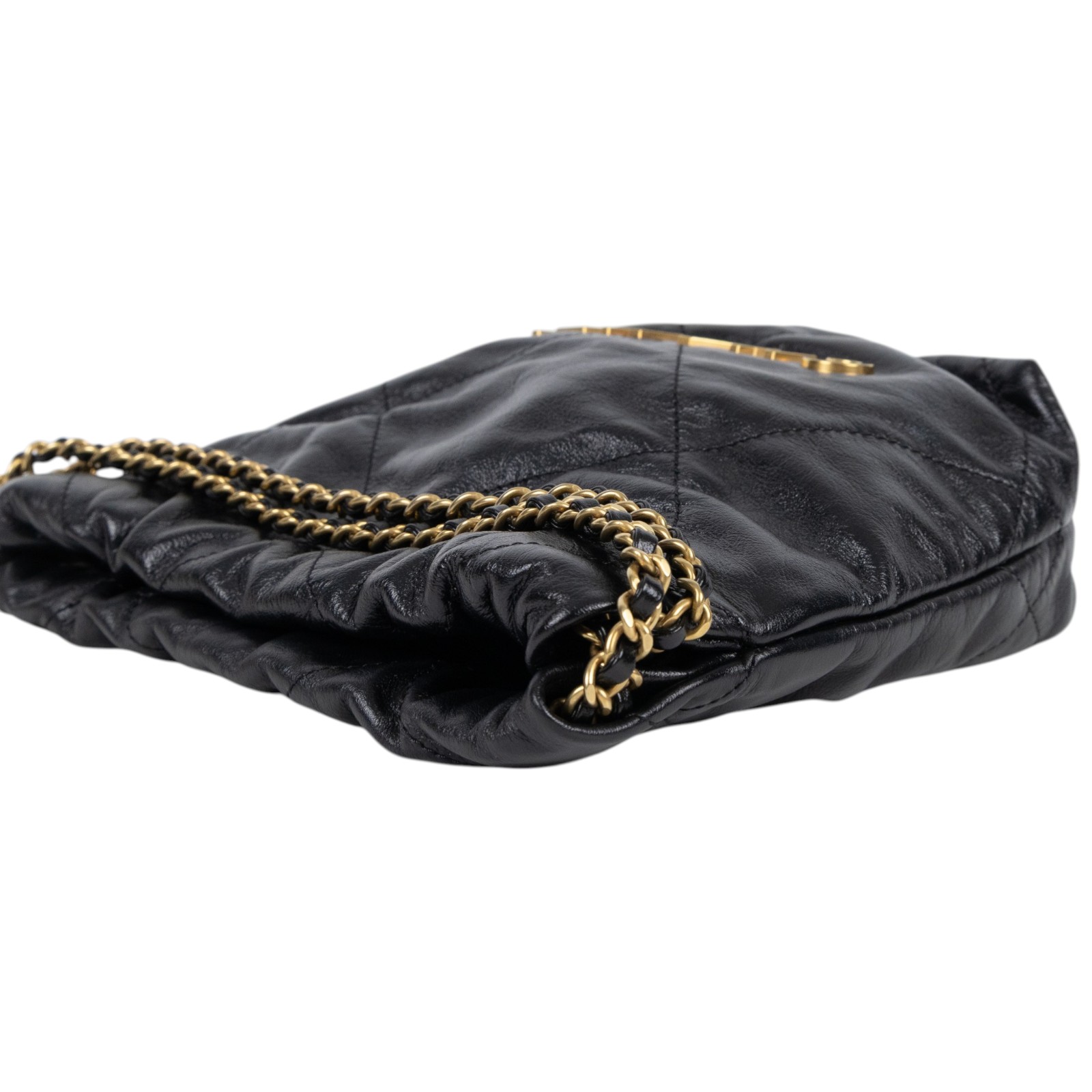 香奈兒 CHANEL 22 迷你 束口包 AS3980 晶片款 黑金小牛皮22包 MINI 新版 原廠盒子/防塵袋