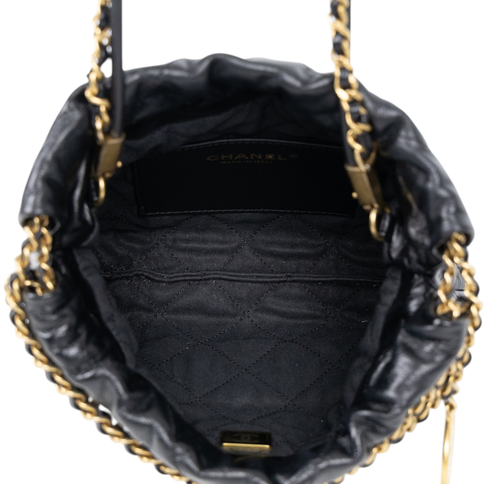 香奈兒 CHANEL 22 迷你 束口包 AS3980 晶片款 黑金小牛皮22包 MINI 新版 原廠盒子/防塵袋