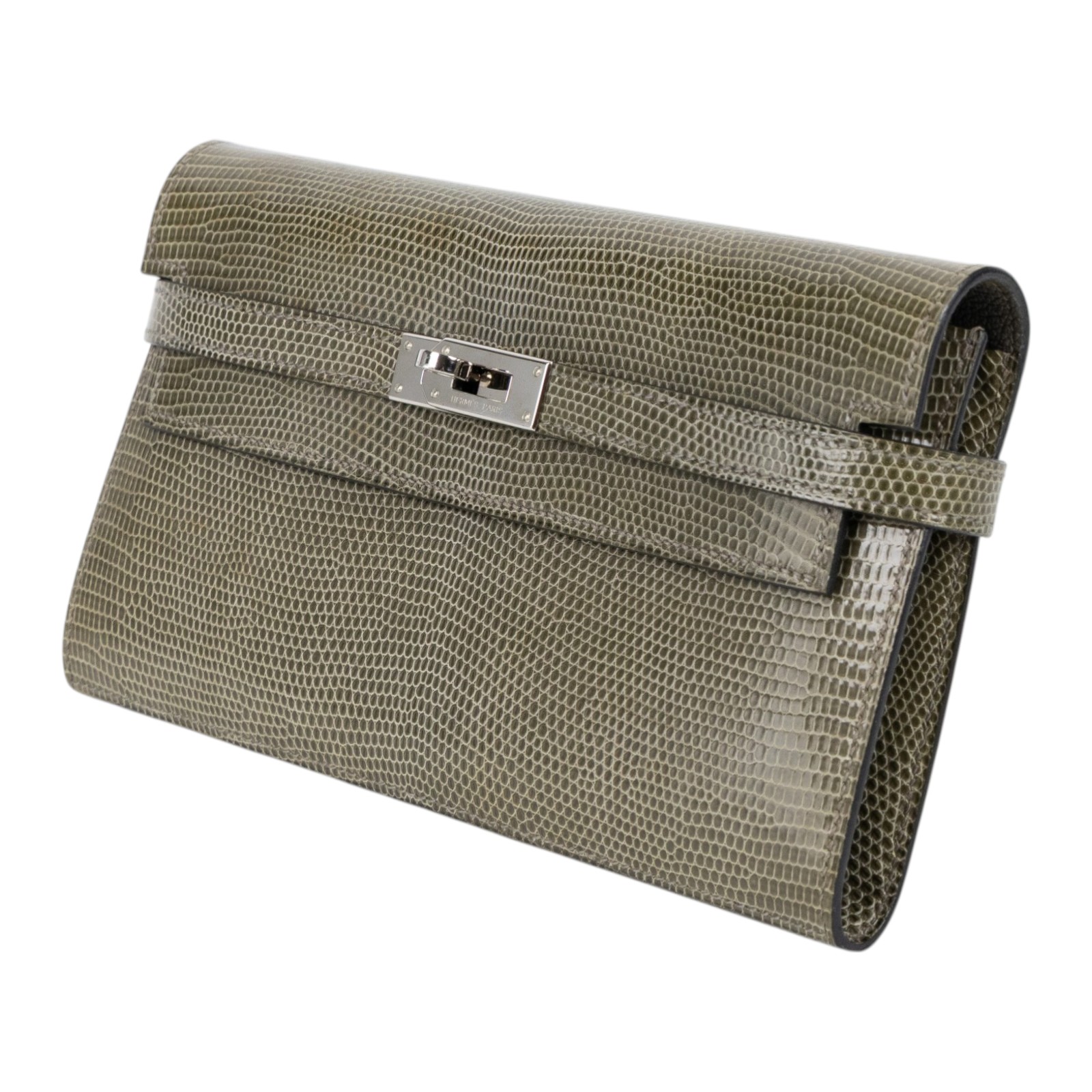 愛馬仕 Hermes Kelly 長夾 錢包 銀色五金 深灰色 H051304CK84   原廠盒子/購買證明/瀕臨絕種野生動植物國際貿易公約