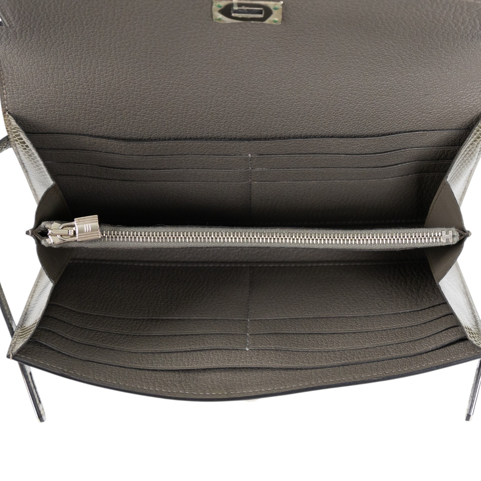 愛馬仕 Hermes Kelly 長夾 錢包 銀色五金 深灰色 H051304CK84   原廠盒子/購買證明/瀕臨絕種野生動植物國際貿易公約