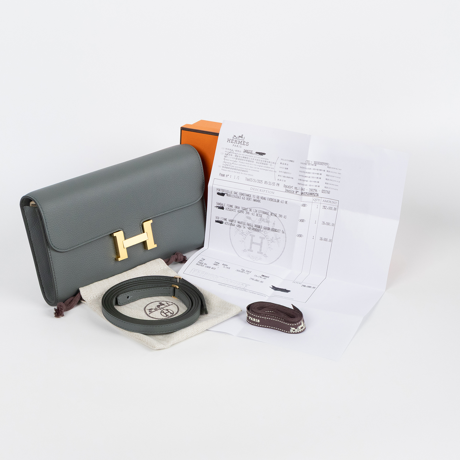 愛馬仕 Hermes Constance to go 康康包 長夾 金色五金 杏仁綠 H080126CC63 /KCS002BH  原廠盒子/防塵袋/購買證明影本