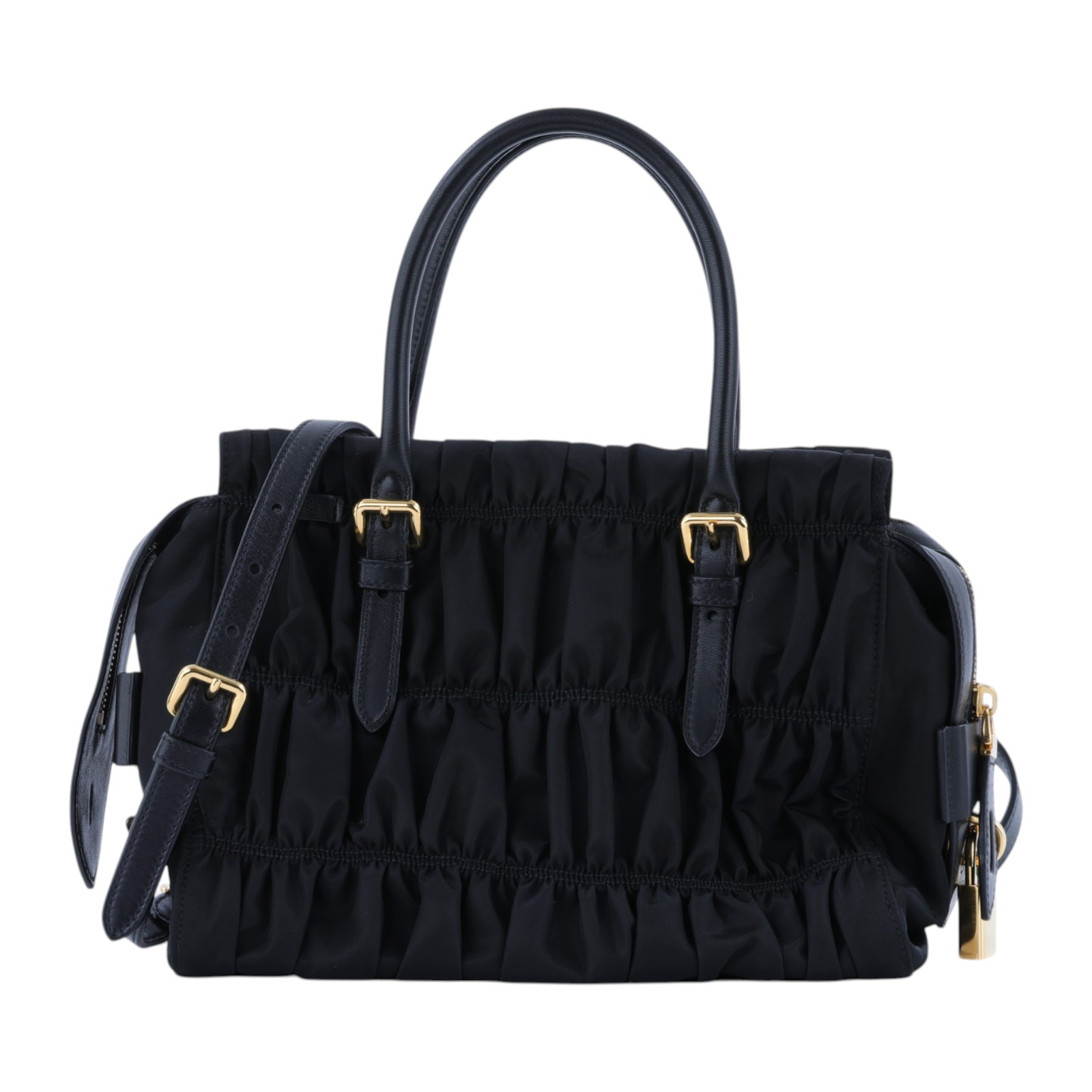 普拉達 PRADA 尼龍 手提包 1BA086_QR1 黑尼龍肩背包 保證卡