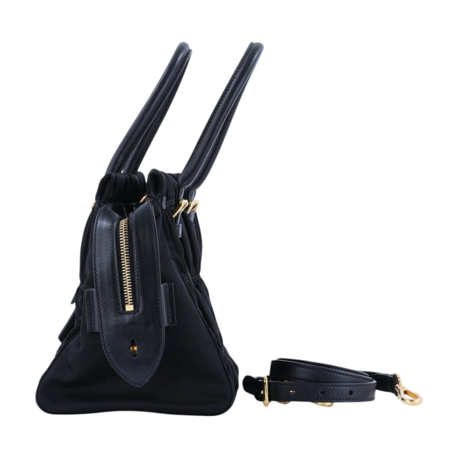 普拉達 PRADA 尼龍 手提包 1BA086_QR1 黑尼龍肩背包 保證卡