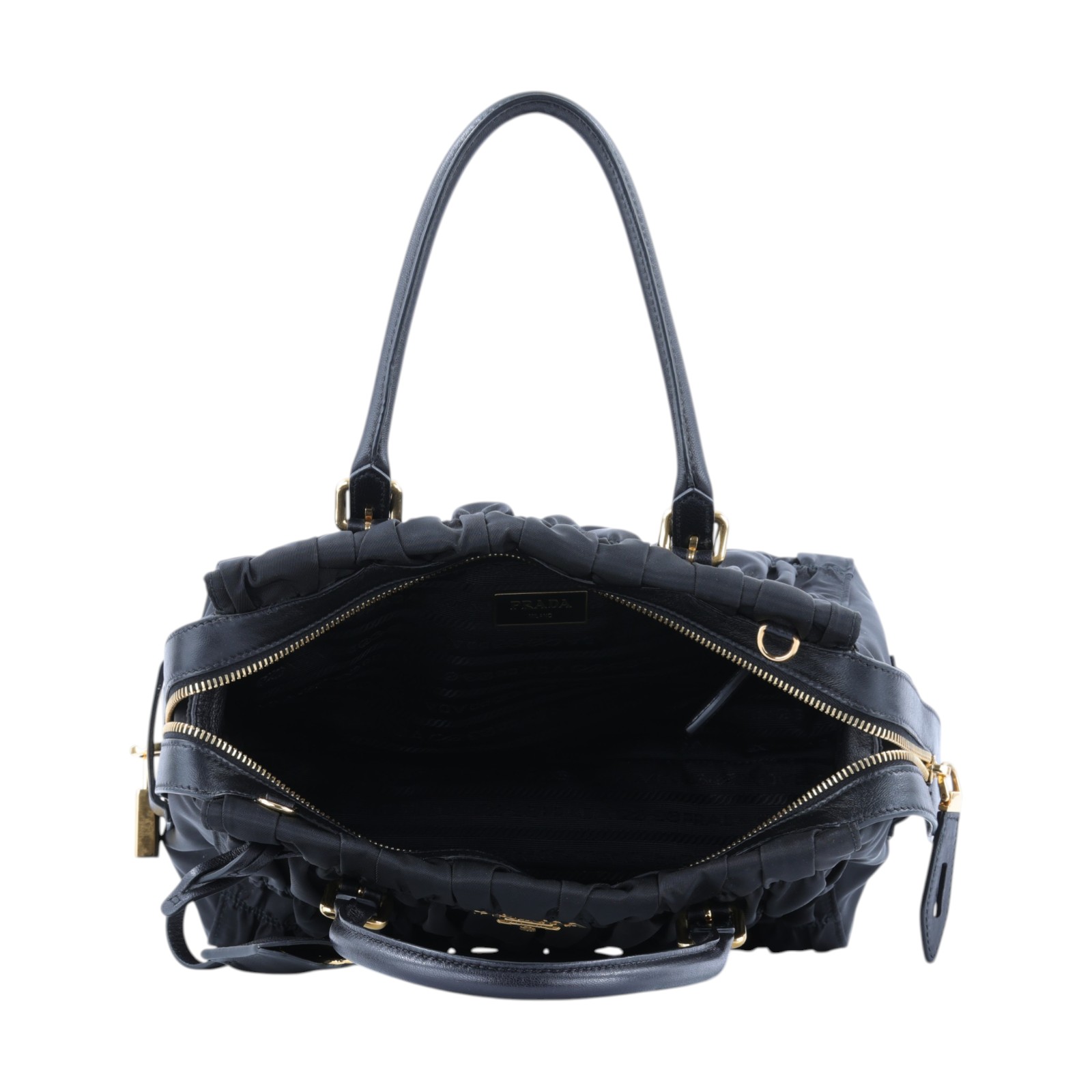 普拉達 PRADA 尼龍 手提包 1BA086_QR1 黑尼龍肩背包 保證卡