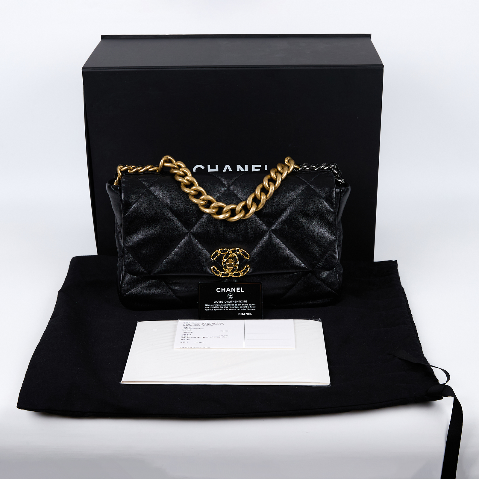 香奈兒 CHANEL 19 大型口蓋包 AS1161 B02875 30開 黑19 30CM 原廠盒子/防塵袋/購買證明/保證卡