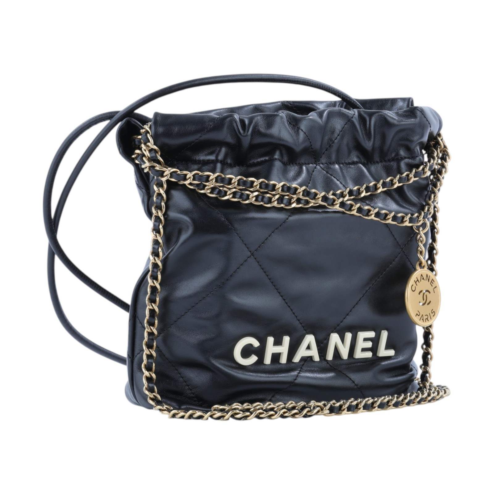 香奈兒 CHANEL 22 迷你 束口包 AS3980 晶片款 黑金22 MINI 無附屬品