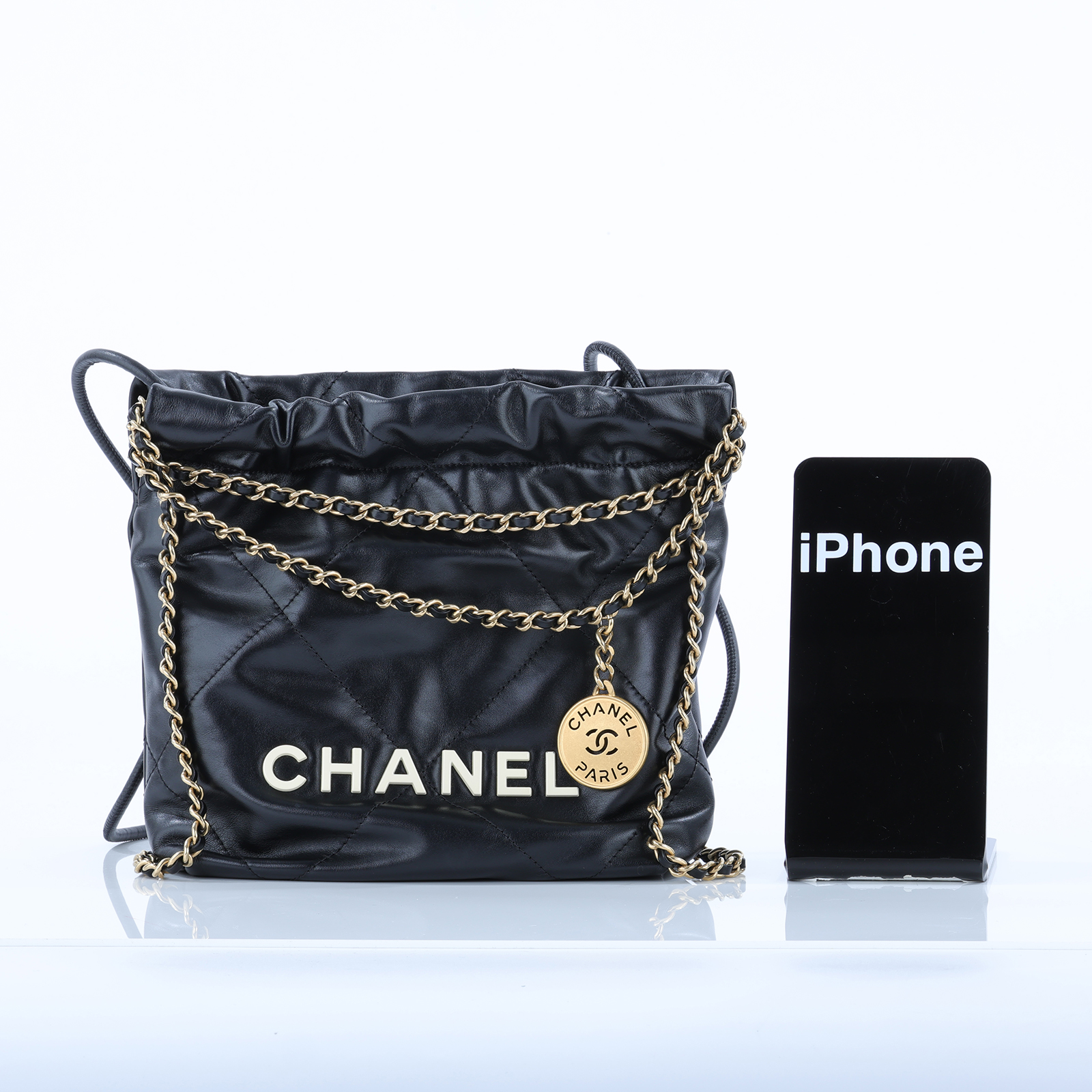 香奈兒 CHANEL 22 迷你 束口包 AS3980 晶片款 黑金22 MINI 無附屬品