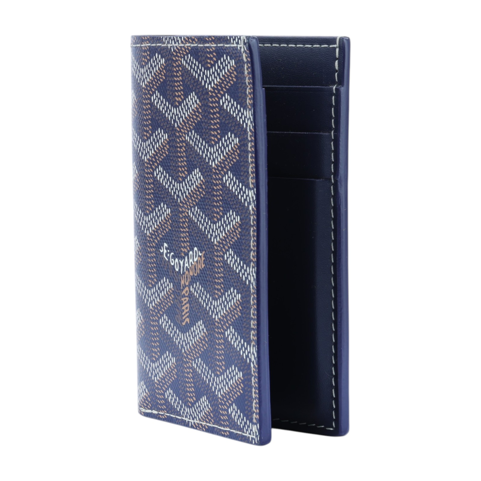 高雅德 GOYARD Saint-Pierre Card Wallet 卡夾 STPIE2PMLTY 深藍對折卡夾 原廠盒子/購買證明