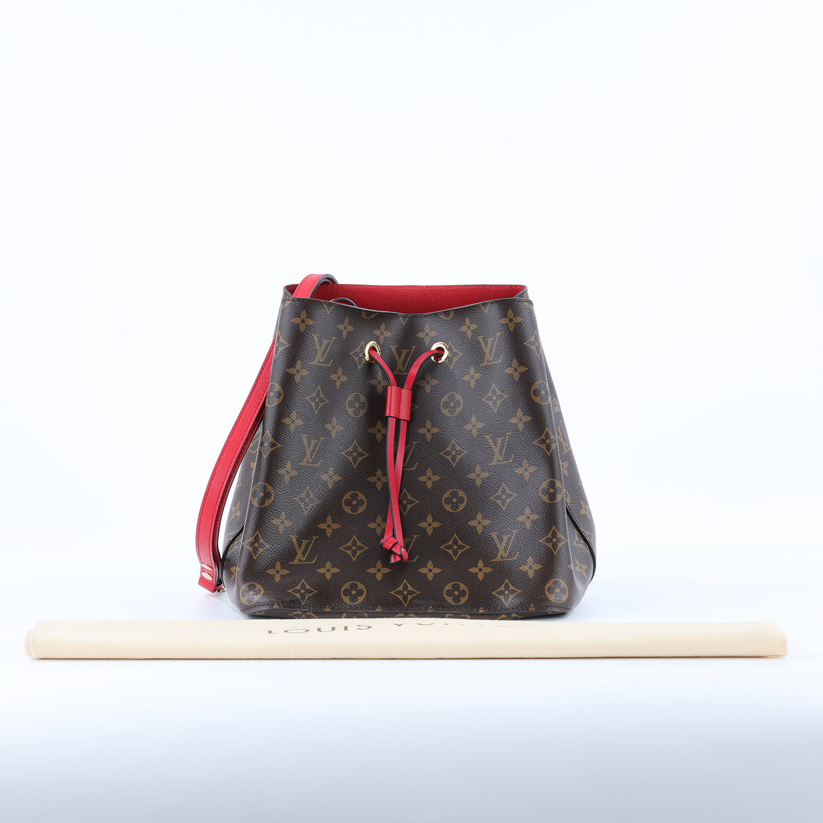 路易威登 LOUIS VUITTON NéoNoé MM 經典帆布 肩背 水桶包 紅色 M44021 原花紅NEONOE水桶包 防塵袋/背帶
