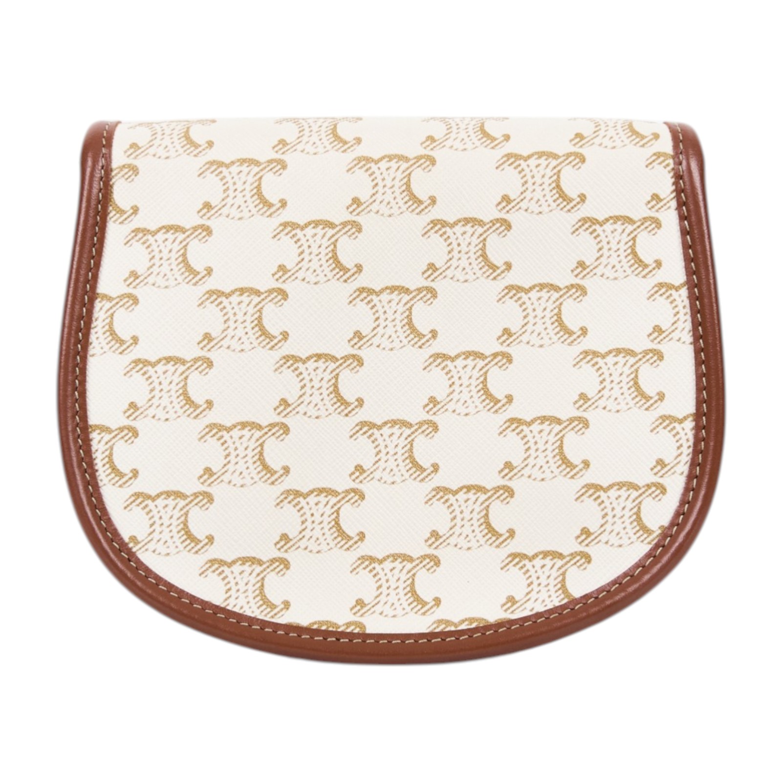 思琳 CELINE Triomphe帆布 小牛皮 迷你 Besace 斜背 肩背 馬鞍包 196702BZJ 白凱旋門MINI BESACE馬鞍包 無附屬品