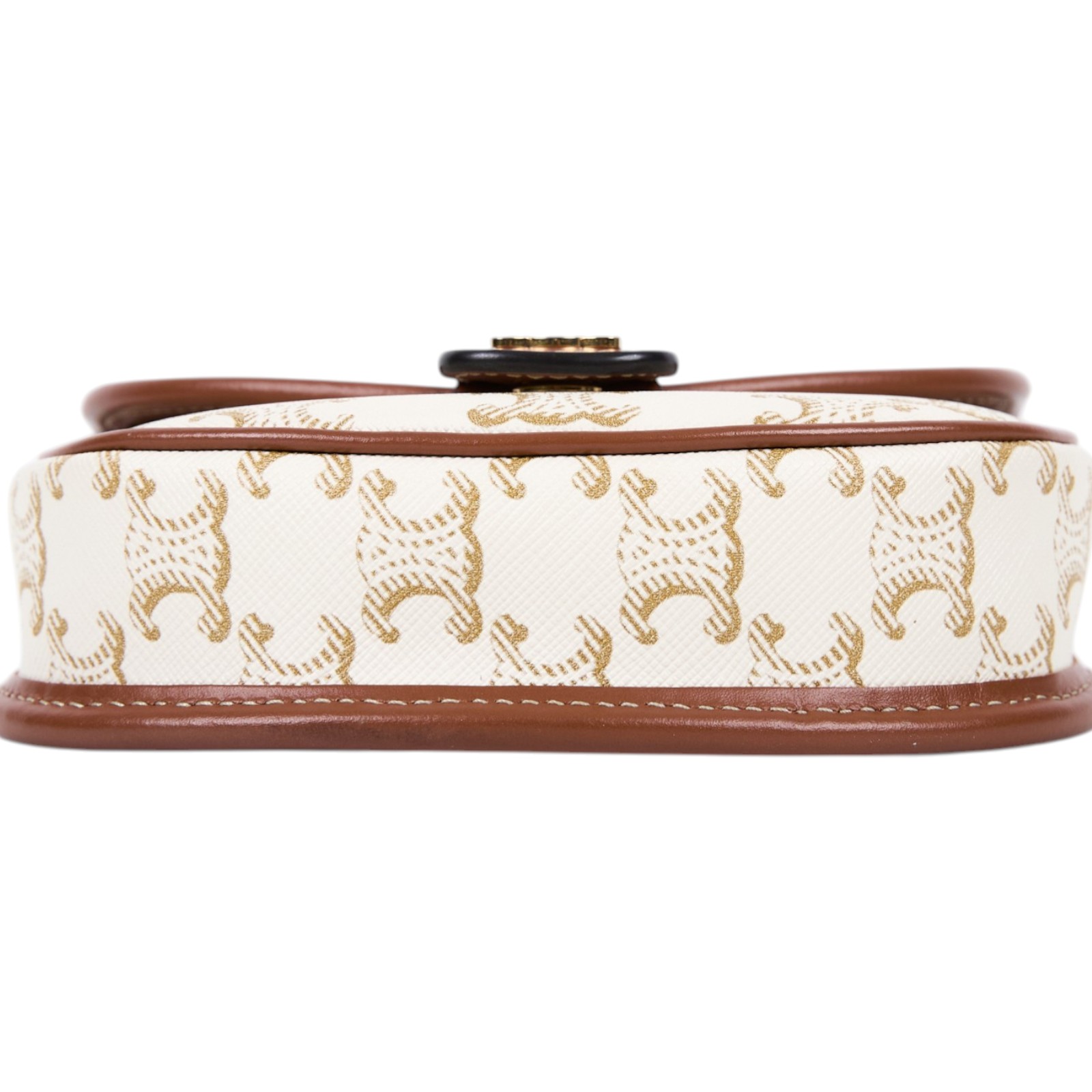 思琳 CELINE Triomphe帆布 小牛皮 迷你 Besace 斜背 肩背 馬鞍包 196702BZJ 白凱旋門MINI BESACE馬鞍包 無附屬品