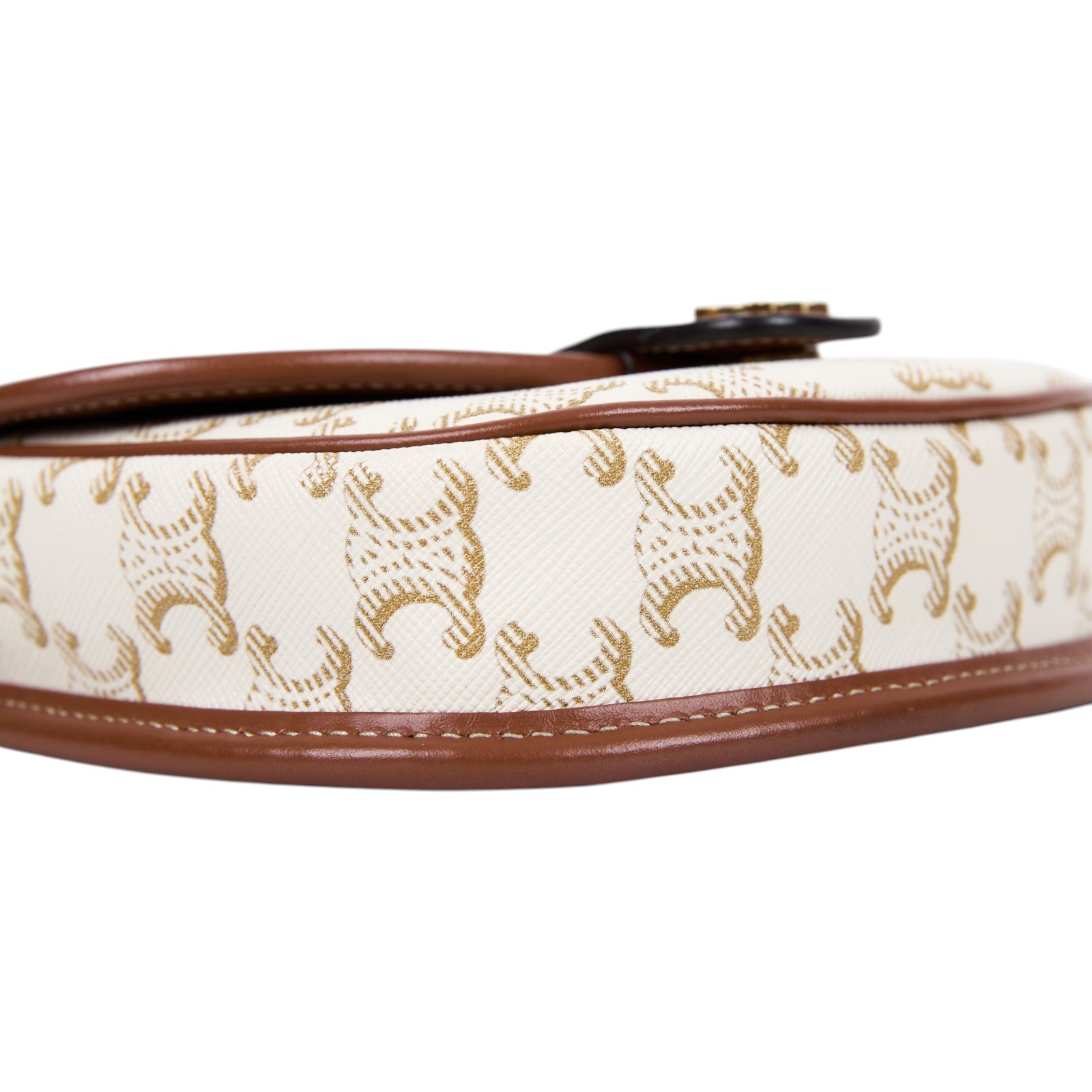 思琳 CELINE Triomphe帆布 小牛皮 迷你 Besace 斜背 肩背 馬鞍包 196702BZJ 白凱旋門MINI BESACE馬鞍包 無附屬品