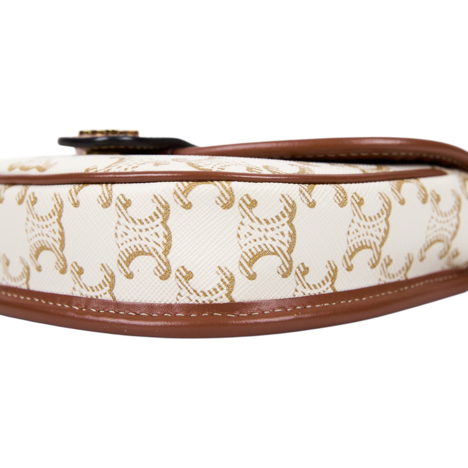 思琳 CELINE Triomphe帆布 小牛皮 迷你 Besace 斜背 肩背 馬鞍包 196702BZJ 白凱旋門MINI BESACE馬鞍包 無附屬品