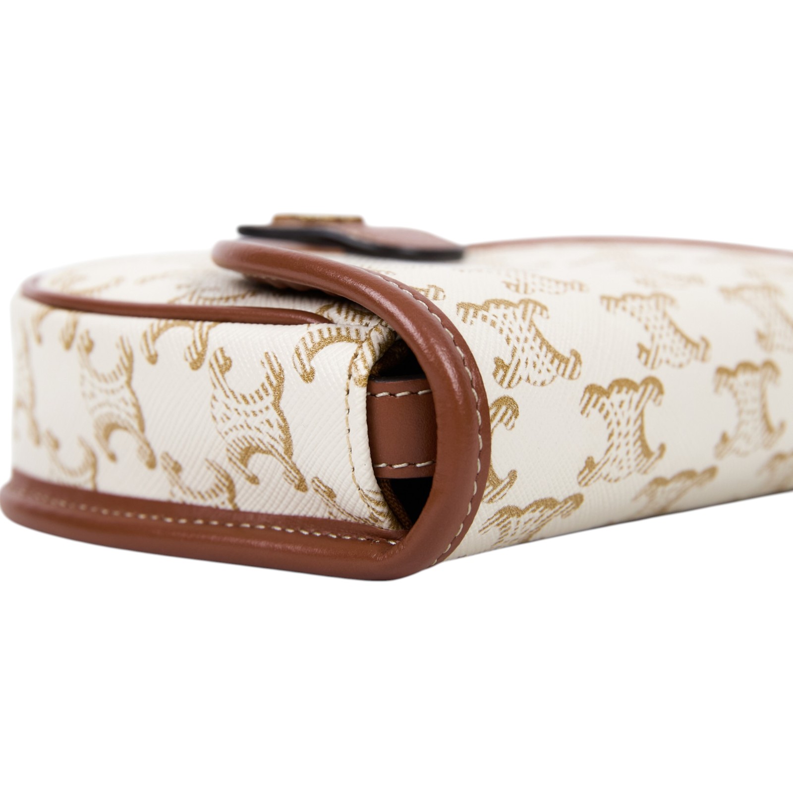 思琳 CELINE Triomphe帆布 小牛皮 迷你 Besace 斜背 肩背 馬鞍包 196702BZJ 白凱旋門MINI BESACE馬鞍包 無附屬品