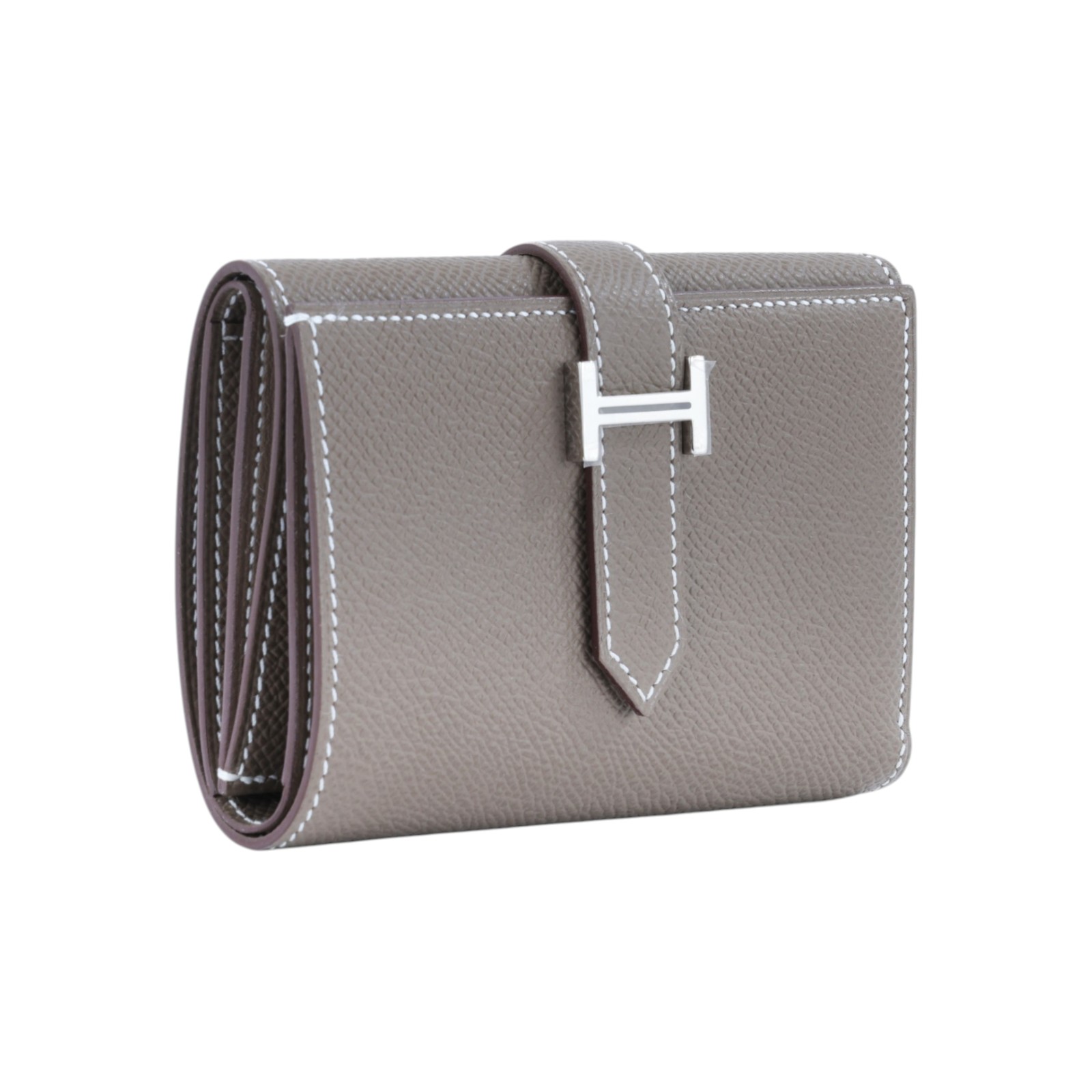 愛馬仕 Hermes Portefeuille Bearn Combine 三折短夾 銀色五金 大象灰 H084830CK18 W  原廠盒子
